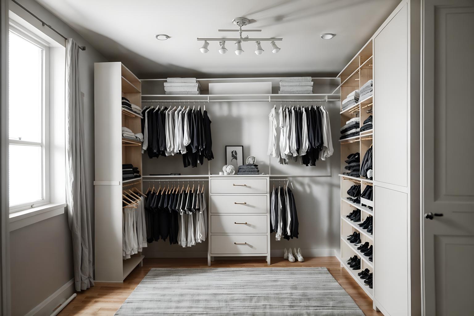 simple-style (walk in closet interior) . . cinematic photo, highly detailed, cinematic lighting, ultra-detailed, ultrarealistic, photorealism, 8k. simple interior design style. masterpiece, cinematic light, ultrarealistic+, photorealistic+, 8k, raw photo, realistic, sharp focus on eyes, (symmetrical eyes), (intact eyes), hyperrealistic, highest quality, best quality, , highly detailed, masterpiece, best quality, extremely detailed 8k wallpaper, masterpiece, best quality, ultra-detailed, best shadow, detailed background, detailed face, detailed eyes, high contrast, best illumination, detailed face, dulux, caustic, dynamic angle, detailed glow. dramatic lighting. highly detailed, insanely detailed hair, symmetrical, intricate details, professionally retouched, 8k high definition. strong bokeh. award winning photo.