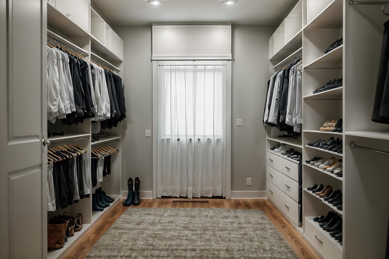 simple-style (walk in closet interior) . . cinematic photo, highly detailed, cinematic lighting, ultra-detailed, ultrarealistic, photorealism, 8k. simple interior design style. masterpiece, cinematic light, ultrarealistic+, photorealistic+, 8k, raw photo, realistic, sharp focus on eyes, (symmetrical eyes), (intact eyes), hyperrealistic, highest quality, best quality, , highly detailed, masterpiece, best quality, extremely detailed 8k wallpaper, masterpiece, best quality, ultra-detailed, best shadow, detailed background, detailed face, detailed eyes, high contrast, best illumination, detailed face, dulux, caustic, dynamic angle, detailed glow. dramatic lighting. highly detailed, insanely detailed hair, symmetrical, intricate details, professionally retouched, 8k high definition. strong bokeh. award winning photo.