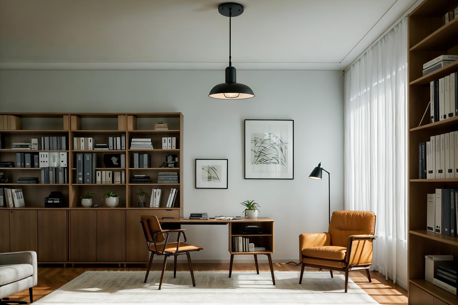 simple-style (study room interior) with bookshelves and desk lamp and office chair and plant and cabinets and lounge chair and writing desk and bookshelves. . . cinematic photo, highly detailed, cinematic lighting, ultra-detailed, ultrarealistic, photorealism, 8k. simple interior design style. masterpiece, cinematic light, ultrarealistic+, photorealistic+, 8k, raw photo, realistic, sharp focus on eyes, (symmetrical eyes), (intact eyes), hyperrealistic, highest quality, best quality, , highly detailed, masterpiece, best quality, extremely detailed 8k wallpaper, masterpiece, best quality, ultra-detailed, best shadow, detailed background, detailed face, detailed eyes, high contrast, best illumination, detailed face, dulux, caustic, dynamic angle, detailed glow. dramatic lighting. highly detailed, insanely detailed hair, symmetrical, intricate details, professionally retouched, 8k high definition. strong bokeh. award winning photo.