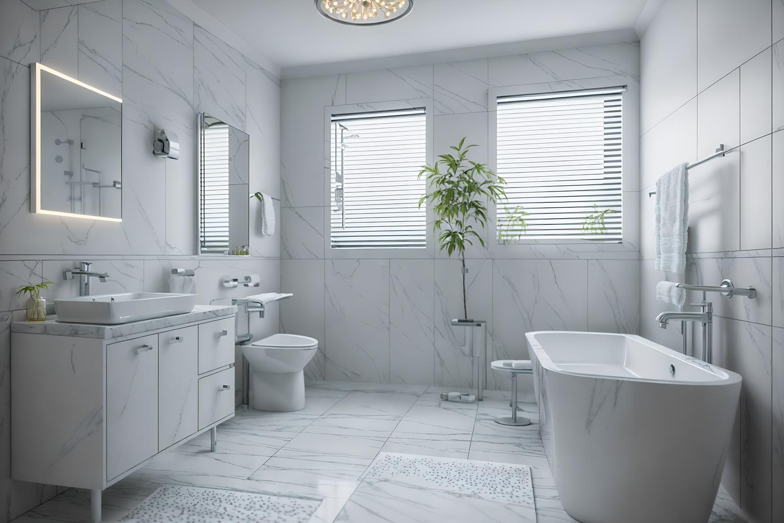 simple-style (bathroom interior) with mirror and bath towel and bath rail and bathtub and bathroom sink with faucet and plant and toilet seat and bathroom cabinet. . . cinematic photo, highly detailed, cinematic lighting, ultra-detailed, ultrarealistic, photorealism, 8k. simple interior design style. masterpiece, cinematic light, ultrarealistic+, photorealistic+, 8k, raw photo, realistic, sharp focus on eyes, (symmetrical eyes), (intact eyes), hyperrealistic, highest quality, best quality, , highly detailed, masterpiece, best quality, extremely detailed 8k wallpaper, masterpiece, best quality, ultra-detailed, best shadow, detailed background, detailed face, detailed eyes, high contrast, best illumination, detailed face, dulux, caustic, dynamic angle, detailed glow. dramatic lighting. highly detailed, insanely detailed hair, symmetrical, intricate details, professionally retouched, 8k high definition. strong bokeh. award winning photo.