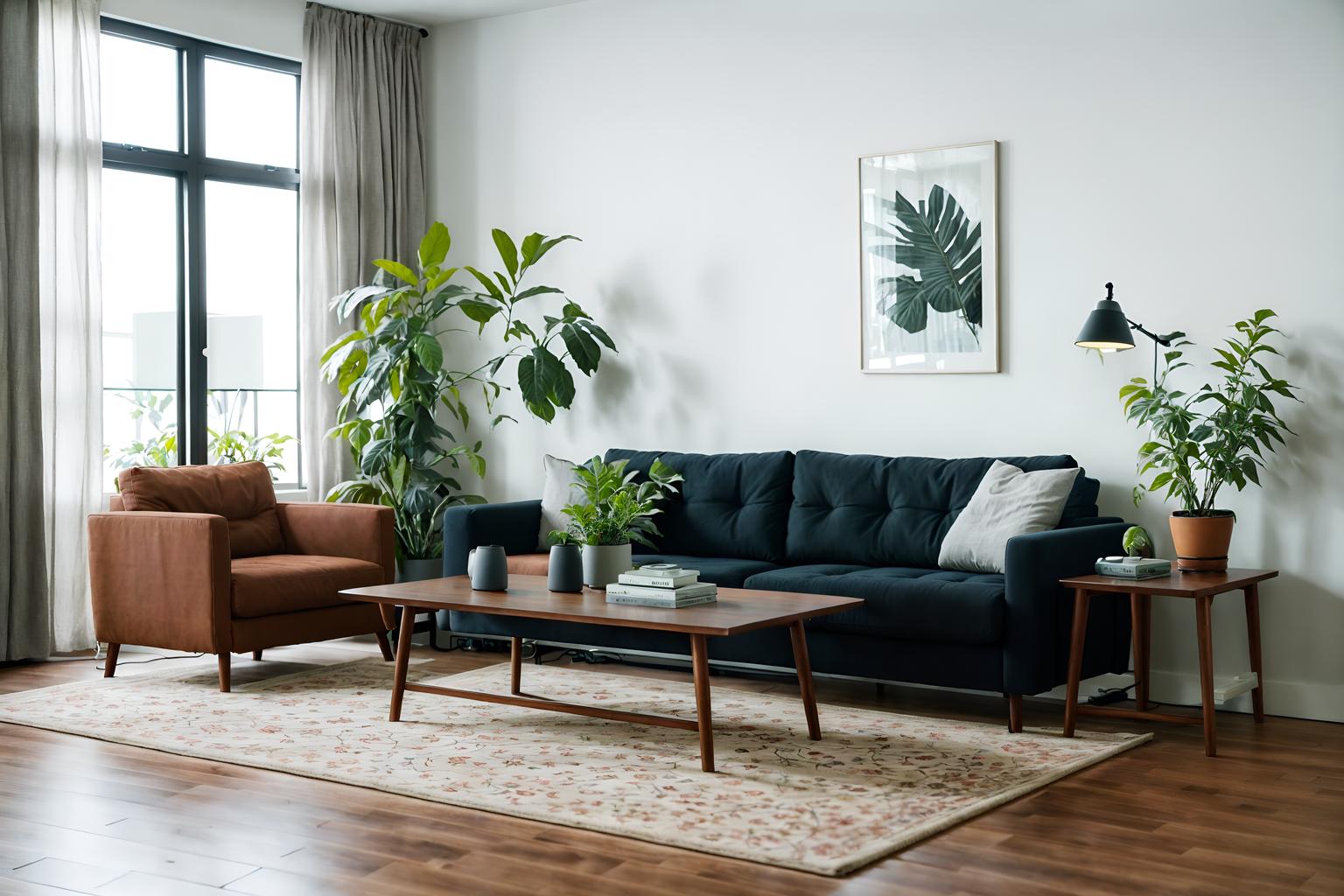 simple-style (living room interior) with coffee tables and plant and rug and occasional tables and electric lamps and televisions and furniture and sofa. . . cinematic photo, highly detailed, cinematic lighting, ultra-detailed, ultrarealistic, photorealism, 8k. simple interior design style. masterpiece, cinematic light, ultrarealistic+, photorealistic+, 8k, raw photo, realistic, sharp focus on eyes, (symmetrical eyes), (intact eyes), hyperrealistic, highest quality, best quality, , highly detailed, masterpiece, best quality, extremely detailed 8k wallpaper, masterpiece, best quality, ultra-detailed, best shadow, detailed background, detailed face, detailed eyes, high contrast, best illumination, detailed face, dulux, caustic, dynamic angle, detailed glow. dramatic lighting. highly detailed, insanely detailed hair, symmetrical, intricate details, professionally retouched, 8k high definition. strong bokeh. award winning photo.