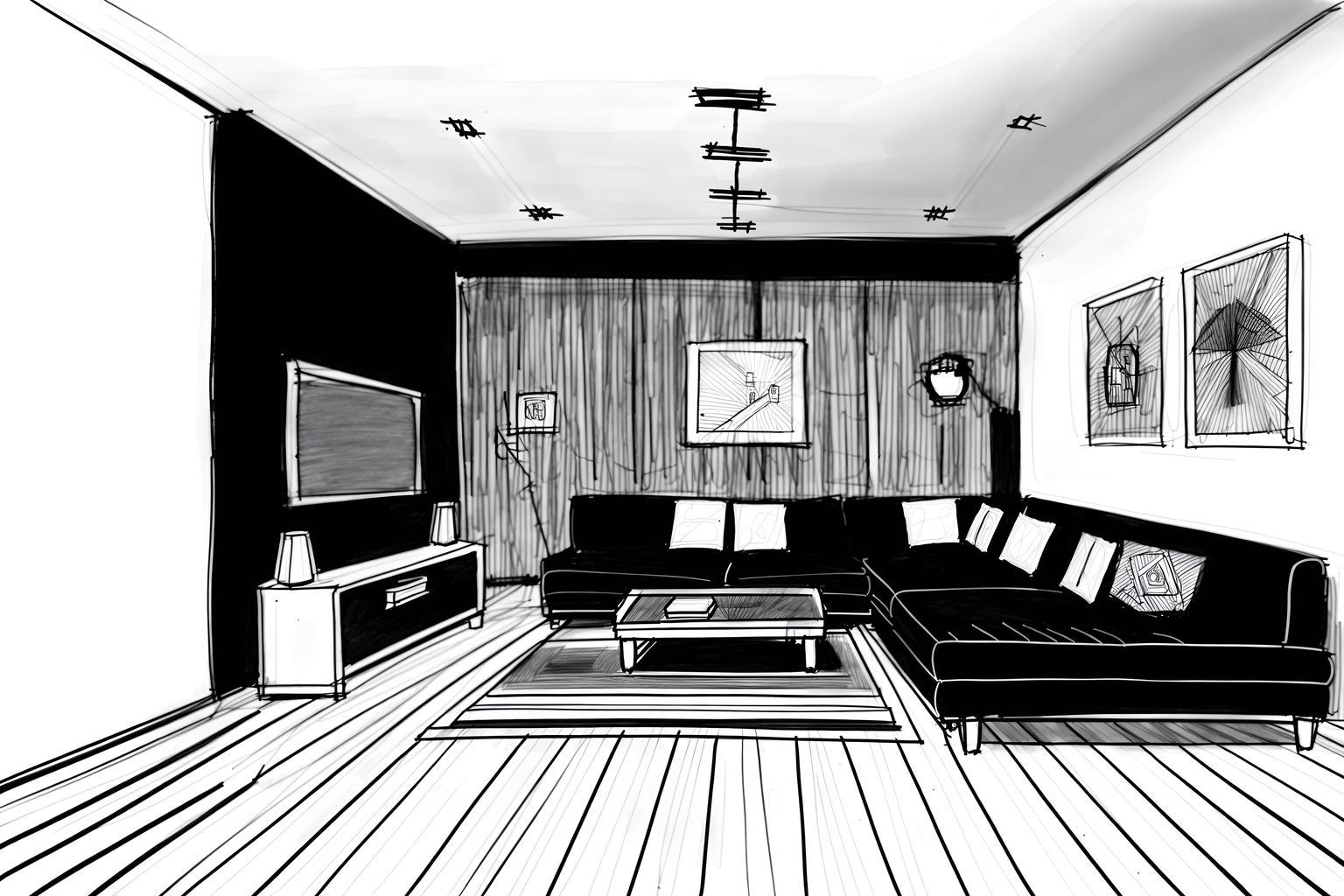 (hand-drawn monochrome black and white sketch line drawing)++ of sketch-style (gaming room) apartment interior. a sketch of interior. with . . a sketch of interior. trending on artstation. black and white line drawing sketch without colors. masterpiece, cinematic light, ultrarealistic+, photorealistic+, 8k, raw photo, realistic, sharp focus on eyes, (symmetrical eyes), (intact eyes), hyperrealistic, highest quality, best quality, , highly detailed, masterpiece, best quality, extremely detailed 8k wallpaper, masterpiece, best quality, ultra-detailed, best shadow, detailed background, detailed face, detailed eyes, high contrast, best illumination, detailed face, dulux, caustic, dynamic angle, detailed glow. dramatic lighting. highly detailed, insanely detailed hair, symmetrical, intricate details, professionally retouched, 8k high definition. strong bokeh. award winning photo.