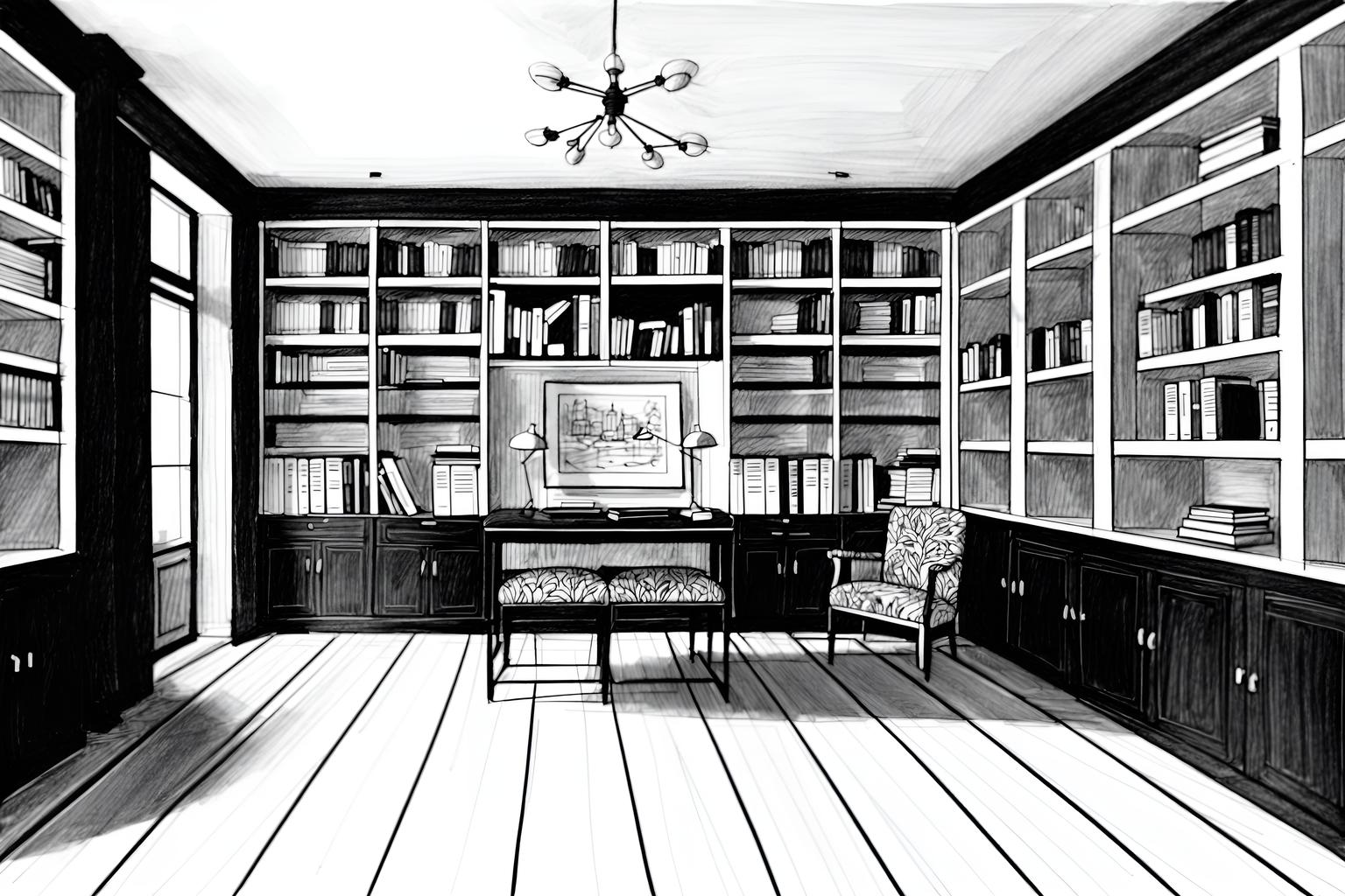 (hand-drawn monochrome black and white sketch line drawing)++ of sketch-style (study room) apartment interior. a sketch of interior. with . . a sketch of interior. with bookshelves and plant and cabinets. trending on artstation. black and white line drawing sketch without colors. masterpiece, cinematic light, ultrarealistic+, photorealistic+, 8k, raw photo, realistic, sharp focus on eyes, (symmetrical eyes), (intact eyes), hyperrealistic, highest quality, best quality, , highly detailed, masterpiece, best quality, extremely detailed 8k wallpaper, masterpiece, best quality, ultra-detailed, best shadow, detailed background, detailed face, detailed eyes, high contrast, best illumination, detailed face, dulux, caustic, dynamic angle, detailed glow. dramatic lighting. highly detailed, insanely detailed hair, symmetrical, intricate details, professionally retouched, 8k high definition. strong bokeh. award winning photo.