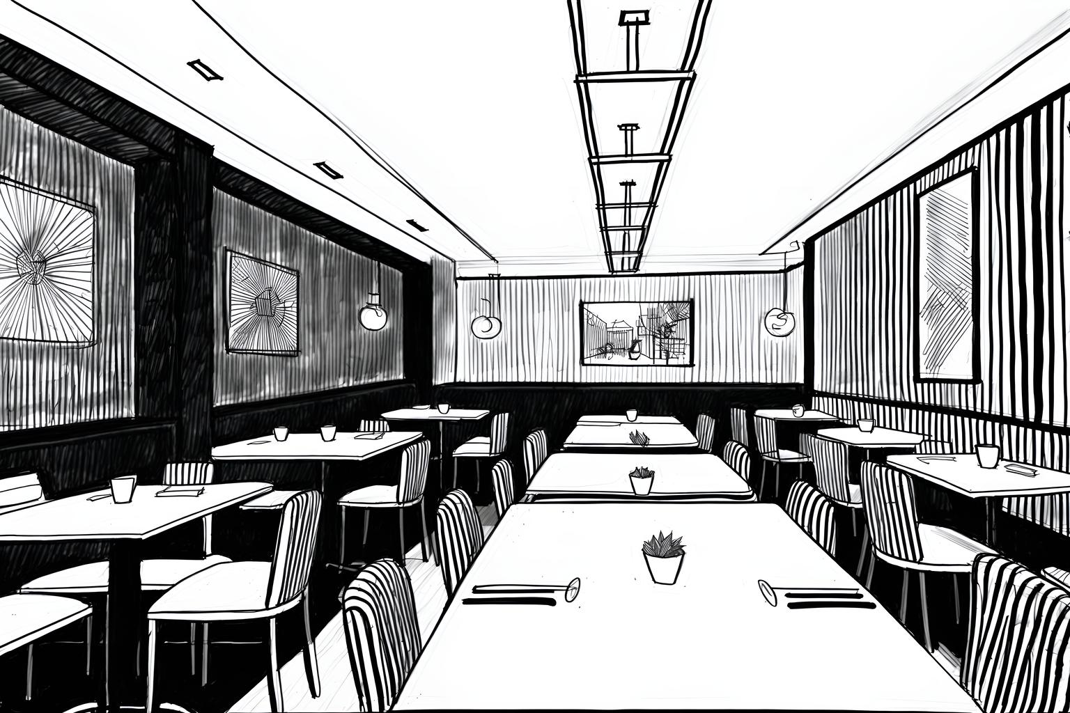 (hand-drawn monochrome black and white sketch line drawing)++ of sketch-style (restaurant) apartment interior. a sketch of interior. with . . a sketch of interior. with restaurant dining tables and restaurant bar and restaurant decor. trending on artstation. black and white line drawing sketch without colors. masterpiece, cinematic light, ultrarealistic+, photorealistic+, 8k, raw photo, realistic, sharp focus on eyes, (symmetrical eyes), (intact eyes), hyperrealistic, highest quality, best quality, , highly detailed, masterpiece, best quality, extremely detailed 8k wallpaper, masterpiece, best quality, ultra-detailed, best shadow, detailed background, detailed face, detailed eyes, high contrast, best illumination, detailed face, dulux, caustic, dynamic angle, detailed glow. dramatic lighting. highly detailed, insanely detailed hair, symmetrical, intricate details, professionally retouched, 8k high definition. strong bokeh. award winning photo.