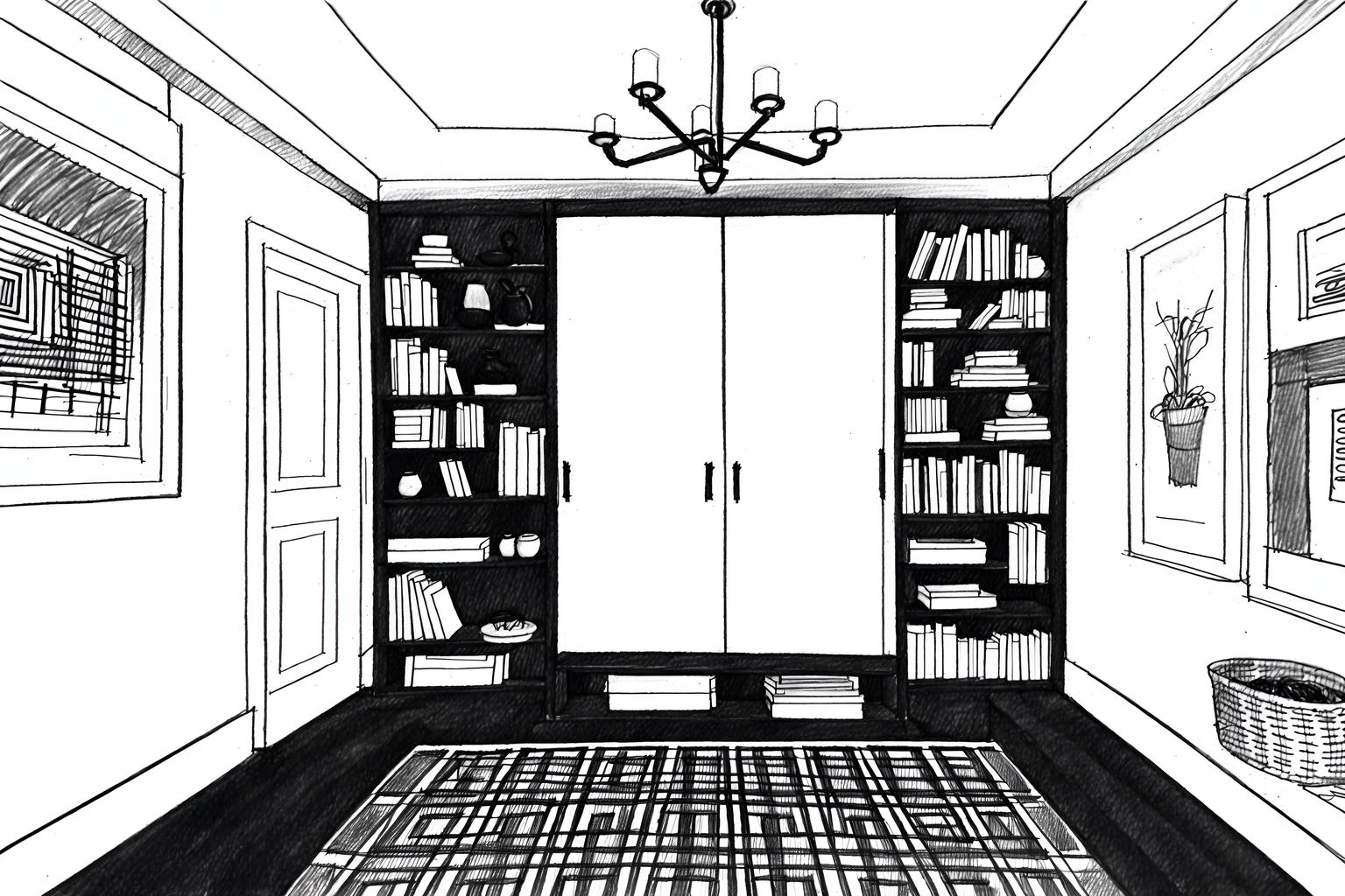 (hand-drawn monochrome black and white sketch line drawing)++ of sketch-style (mudroom) apartment interior. a sketch of interior. with . . a sketch of interior. with a bench and storage drawers and shelves for shoes. trending on artstation. black and white line drawing sketch without colors. masterpiece, cinematic light, ultrarealistic+, photorealistic+, 8k, raw photo, realistic, sharp focus on eyes, (symmetrical eyes), (intact eyes), hyperrealistic, highest quality, best quality, , highly detailed, masterpiece, best quality, extremely detailed 8k wallpaper, masterpiece, best quality, ultra-detailed, best shadow, detailed background, detailed face, detailed eyes, high contrast, best illumination, detailed face, dulux, caustic, dynamic angle, detailed glow. dramatic lighting. highly detailed, insanely detailed hair, symmetrical, intricate details, professionally retouched, 8k high definition. strong bokeh. award winning photo.