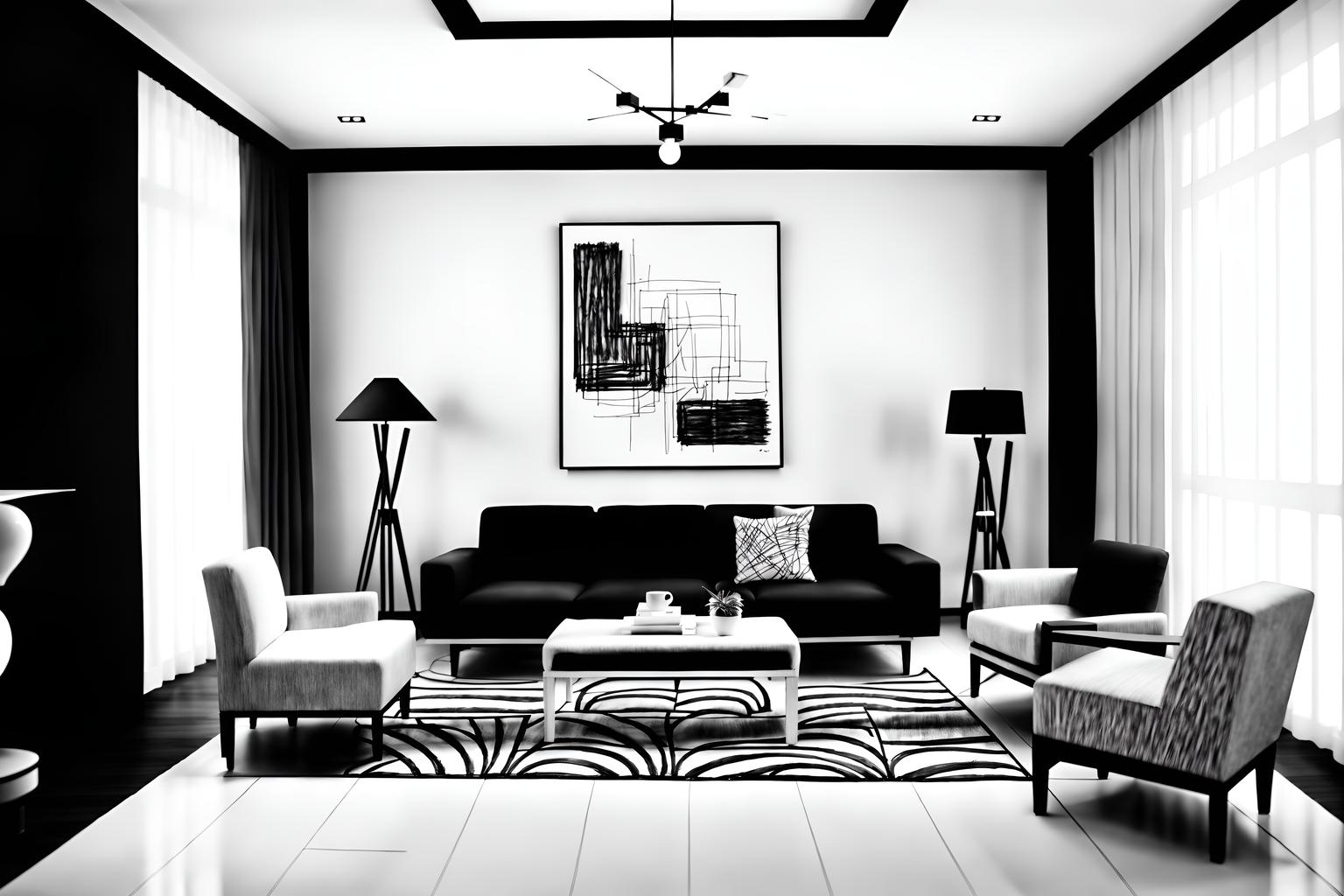 (hand-drawn monochrome black and white sketch line drawing)++ of sketch-style (hotel lobby) apartment interior. a sketch of interior. with . . a sketch of interior. with hanging lamps and lounge chairs and plant. trending on artstation. black and white line drawing sketch without colors. masterpiece, cinematic light, ultrarealistic+, photorealistic+, 8k, raw photo, realistic, sharp focus on eyes, (symmetrical eyes), (intact eyes), hyperrealistic, highest quality, best quality, , highly detailed, masterpiece, best quality, extremely detailed 8k wallpaper, masterpiece, best quality, ultra-detailed, best shadow, detailed background, detailed face, detailed eyes, high contrast, best illumination, detailed face, dulux, caustic, dynamic angle, detailed glow. dramatic lighting. highly detailed, insanely detailed hair, symmetrical, intricate details, professionally retouched, 8k high definition. strong bokeh. award winning photo.