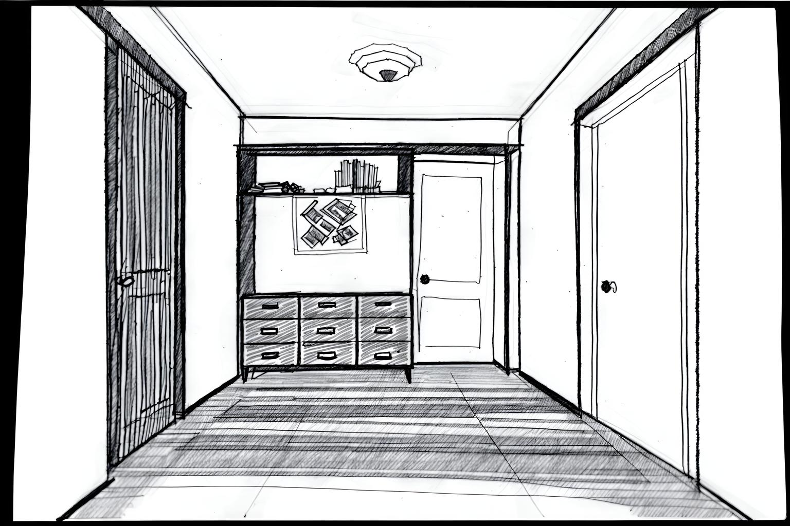 (hand-drawn monochrome black and white sketch line drawing)++ of sketch-style (walk in closet) apartment interior. a sketch of interior. with . . a sketch of interior. trending on artstation. black and white line drawing sketch without colors. masterpiece, cinematic light, ultrarealistic+, photorealistic+, 8k, raw photo, realistic, sharp focus on eyes, (symmetrical eyes), (intact eyes), hyperrealistic, highest quality, best quality, , highly detailed, masterpiece, best quality, extremely detailed 8k wallpaper, masterpiece, best quality, ultra-detailed, best shadow, detailed background, detailed face, detailed eyes, high contrast, best illumination, detailed face, dulux, caustic, dynamic angle, detailed glow. dramatic lighting. highly detailed, insanely detailed hair, symmetrical, intricate details, professionally retouched, 8k high definition. strong bokeh. award winning photo.