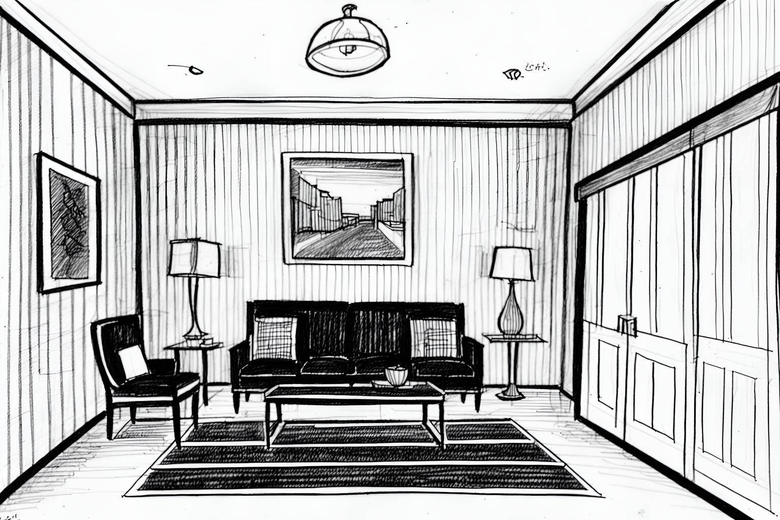 (hand-drawn monochrome black and white sketch line drawing)++ of sketch-style (hotel room) apartment interior. a sketch of interior. with . . a sketch of interior. with dresser closet and accent chair and mirror. trending on artstation. black and white line drawing sketch without colors. masterpiece, cinematic light, ultrarealistic+, photorealistic+, 8k, raw photo, realistic, sharp focus on eyes, (symmetrical eyes), (intact eyes), hyperrealistic, highest quality, best quality, , highly detailed, masterpiece, best quality, extremely detailed 8k wallpaper, masterpiece, best quality, ultra-detailed, best shadow, detailed background, detailed face, detailed eyes, high contrast, best illumination, detailed face, dulux, caustic, dynamic angle, detailed glow. dramatic lighting. highly detailed, insanely detailed hair, symmetrical, intricate details, professionally retouched, 8k high definition. strong bokeh. award winning photo.