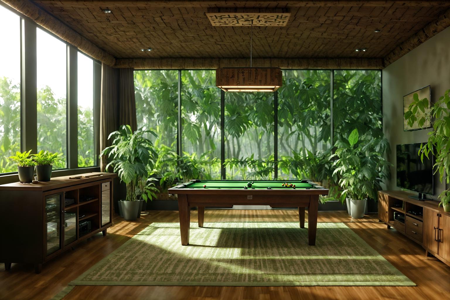 biophilic-style (gaming room interior) . with plants and fresh air and cork materials and plants and features of nature and earthy colors and images of nature and sunlight. . cinematic photo, highly detailed, cinematic lighting, ultra-detailed, ultrarealistic, photorealism, 8k. biophilic interior design style. masterpiece, cinematic light, ultrarealistic+, photorealistic+, 8k, raw photo, realistic, sharp focus on eyes, (symmetrical eyes), (intact eyes), hyperrealistic, highest quality, best quality, , highly detailed, masterpiece, best quality, extremely detailed 8k wallpaper, masterpiece, best quality, ultra-detailed, best shadow, detailed background, detailed face, detailed eyes, high contrast, best illumination, detailed face, dulux, caustic, dynamic angle, detailed glow. dramatic lighting. highly detailed, insanely detailed hair, symmetrical, intricate details, professionally retouched, 8k high definition. strong bokeh. award winning photo.