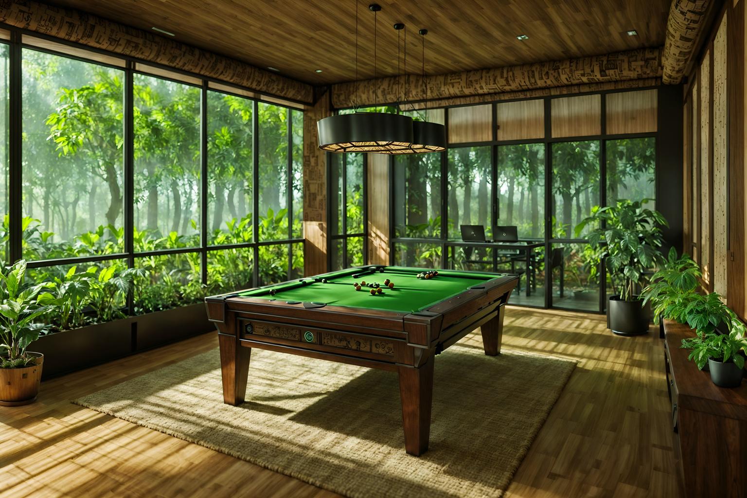 biophilic-style (gaming room interior) . with plants and fresh air and cork materials and plants and features of nature and earthy colors and images of nature and sunlight. . cinematic photo, highly detailed, cinematic lighting, ultra-detailed, ultrarealistic, photorealism, 8k. biophilic interior design style. masterpiece, cinematic light, ultrarealistic+, photorealistic+, 8k, raw photo, realistic, sharp focus on eyes, (symmetrical eyes), (intact eyes), hyperrealistic, highest quality, best quality, , highly detailed, masterpiece, best quality, extremely detailed 8k wallpaper, masterpiece, best quality, ultra-detailed, best shadow, detailed background, detailed face, detailed eyes, high contrast, best illumination, detailed face, dulux, caustic, dynamic angle, detailed glow. dramatic lighting. highly detailed, insanely detailed hair, symmetrical, intricate details, professionally retouched, 8k high definition. strong bokeh. award winning photo.