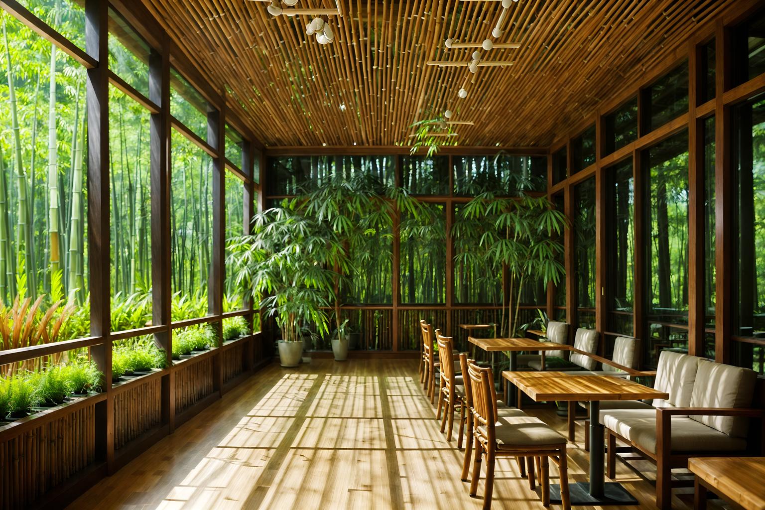 biophilic-style (coffee shop interior) . with features of nature and natural patterns and sunlight and bamboo materials and natural shapes and forms and fresh air and natural environment and plants. . cinematic photo, highly detailed, cinematic lighting, ultra-detailed, ultrarealistic, photorealism, 8k. biophilic interior design style. masterpiece, cinematic light, ultrarealistic+, photorealistic+, 8k, raw photo, realistic, sharp focus on eyes, (symmetrical eyes), (intact eyes), hyperrealistic, highest quality, best quality, , highly detailed, masterpiece, best quality, extremely detailed 8k wallpaper, masterpiece, best quality, ultra-detailed, best shadow, detailed background, detailed face, detailed eyes, high contrast, best illumination, detailed face, dulux, caustic, dynamic angle, detailed glow. dramatic lighting. highly detailed, insanely detailed hair, symmetrical, intricate details, professionally retouched, 8k high definition. strong bokeh. award winning photo.