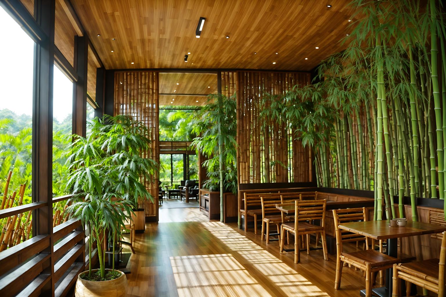 biophilic-style (coffee shop interior) . with features of nature and natural patterns and sunlight and bamboo materials and natural shapes and forms and fresh air and natural environment and plants. . cinematic photo, highly detailed, cinematic lighting, ultra-detailed, ultrarealistic, photorealism, 8k. biophilic interior design style. masterpiece, cinematic light, ultrarealistic+, photorealistic+, 8k, raw photo, realistic, sharp focus on eyes, (symmetrical eyes), (intact eyes), hyperrealistic, highest quality, best quality, , highly detailed, masterpiece, best quality, extremely detailed 8k wallpaper, masterpiece, best quality, ultra-detailed, best shadow, detailed background, detailed face, detailed eyes, high contrast, best illumination, detailed face, dulux, caustic, dynamic angle, detailed glow. dramatic lighting. highly detailed, insanely detailed hair, symmetrical, intricate details, professionally retouched, 8k high definition. strong bokeh. award winning photo.