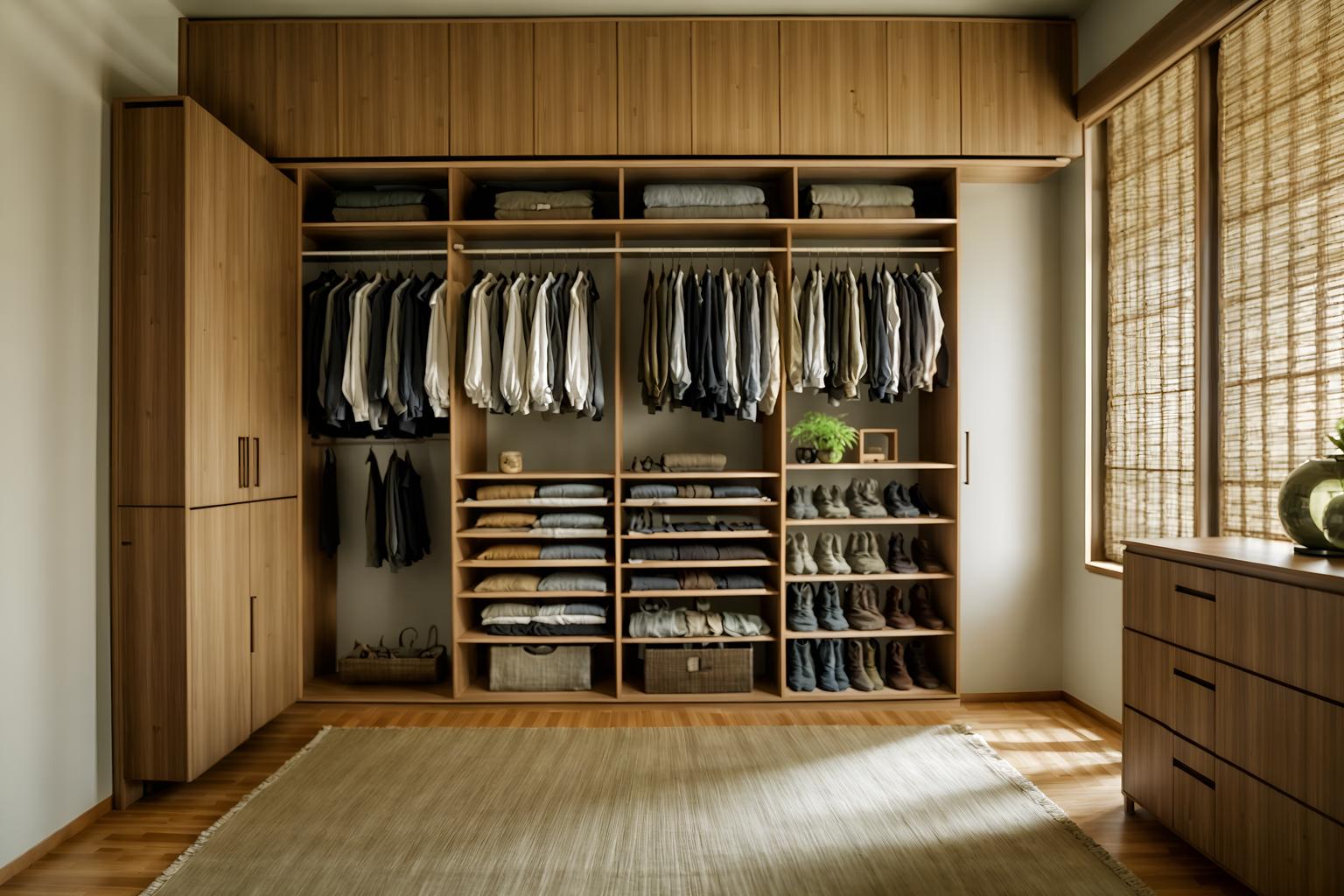 biophilic-style (walk in closet interior) . with earthy colors and linen materials and ceramic materials and wood materials and calming style and bamboo materials and natural shapes and forms and fresh air. . cinematic photo, highly detailed, cinematic lighting, ultra-detailed, ultrarealistic, photorealism, 8k. biophilic interior design style. masterpiece, cinematic light, ultrarealistic+, photorealistic+, 8k, raw photo, realistic, sharp focus on eyes, (symmetrical eyes), (intact eyes), hyperrealistic, highest quality, best quality, , highly detailed, masterpiece, best quality, extremely detailed 8k wallpaper, masterpiece, best quality, ultra-detailed, best shadow, detailed background, detailed face, detailed eyes, high contrast, best illumination, detailed face, dulux, caustic, dynamic angle, detailed glow. dramatic lighting. highly detailed, insanely detailed hair, symmetrical, intricate details, professionally retouched, 8k high definition. strong bokeh. award winning photo.