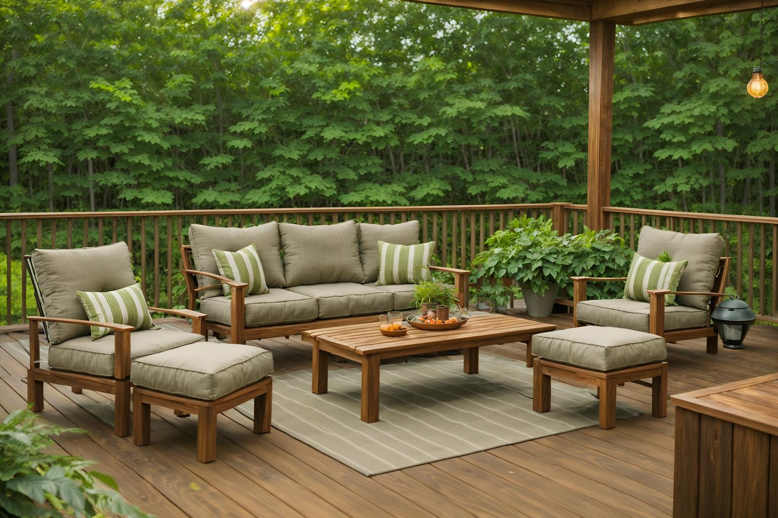 biophilic-style designed (outdoor patio ) with deck with deck chairs and plant and patio couch with pillows and grass and barbeque or grill and deck with deck chairs. . with wood materials and earthy colors and images of nature and sunlight and natural elements and linen materials and natural shapes and forms and natural environment. . cinematic photo, highly detailed, cinematic lighting, ultra-detailed, ultrarealistic, photorealism, 8k. biophilic design style. masterpiece, cinematic light, ultrarealistic+, photorealistic+, 8k, raw photo, realistic, sharp focus on eyes, (symmetrical eyes), (intact eyes), hyperrealistic, highest quality, best quality, , highly detailed, masterpiece, best quality, extremely detailed 8k wallpaper, masterpiece, best quality, ultra-detailed, best shadow, detailed background, detailed face, detailed eyes, high contrast, best illumination, detailed face, dulux, caustic, dynamic angle, detailed glow. dramatic lighting. highly detailed, insanely detailed hair, symmetrical, intricate details, professionally retouched, 8k high definition. strong bokeh. award winning photo.