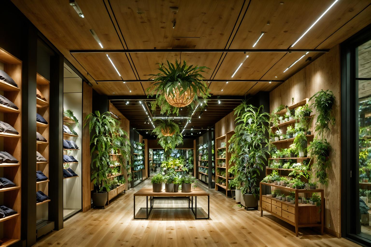 biophilic-style (clothing store interior) . with linen materials and plants and images of nature and images of animals and wood materials and features of the natural world and cork materials and fresh air. . cinematic photo, highly detailed, cinematic lighting, ultra-detailed, ultrarealistic, photorealism, 8k. biophilic interior design style. masterpiece, cinematic light, ultrarealistic+, photorealistic+, 8k, raw photo, realistic, sharp focus on eyes, (symmetrical eyes), (intact eyes), hyperrealistic, highest quality, best quality, , highly detailed, masterpiece, best quality, extremely detailed 8k wallpaper, masterpiece, best quality, ultra-detailed, best shadow, detailed background, detailed face, detailed eyes, high contrast, best illumination, detailed face, dulux, caustic, dynamic angle, detailed glow. dramatic lighting. highly detailed, insanely detailed hair, symmetrical, intricate details, professionally retouched, 8k high definition. strong bokeh. award winning photo.