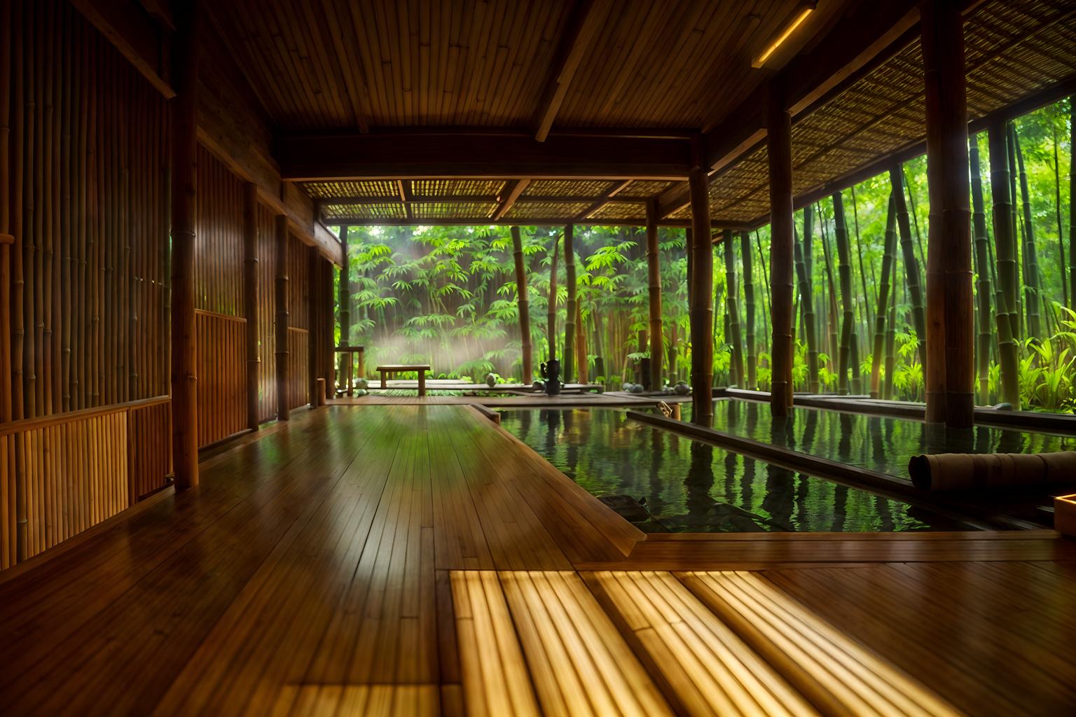 biophilic-style (onsen interior) . with wood materials and natural elements and calming style and earthy colors and bamboo materials and natural environment and fresh air and plants. . cinematic photo, highly detailed, cinematic lighting, ultra-detailed, ultrarealistic, photorealism, 8k. biophilic interior design style. masterpiece, cinematic light, ultrarealistic+, photorealistic+, 8k, raw photo, realistic, sharp focus on eyes, (symmetrical eyes), (intact eyes), hyperrealistic, highest quality, best quality, , highly detailed, masterpiece, best quality, extremely detailed 8k wallpaper, masterpiece, best quality, ultra-detailed, best shadow, detailed background, detailed face, detailed eyes, high contrast, best illumination, detailed face, dulux, caustic, dynamic angle, detailed glow. dramatic lighting. highly detailed, insanely detailed hair, symmetrical, intricate details, professionally retouched, 8k high definition. strong bokeh. award winning photo.