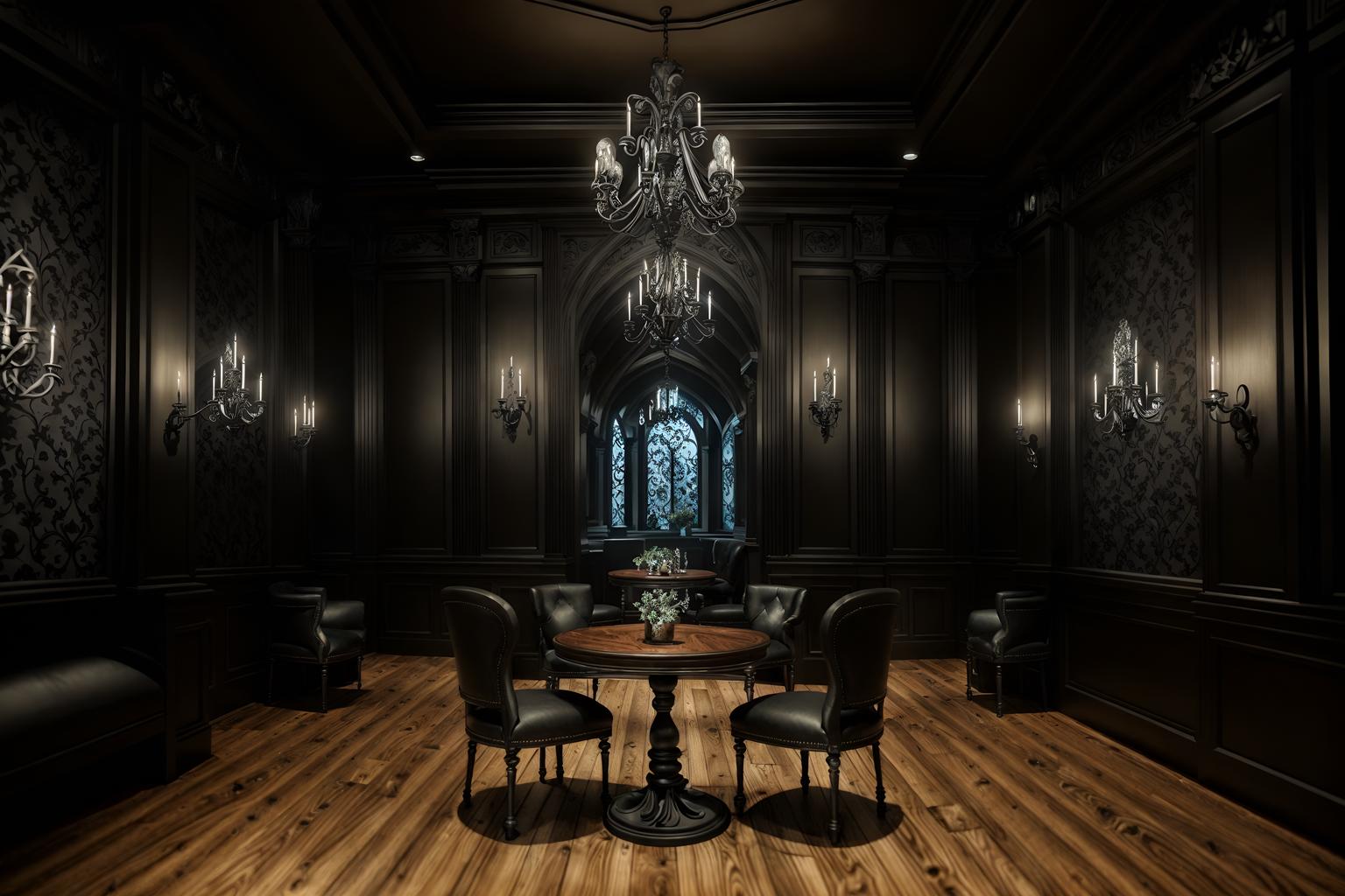 gothic-style (coffee shop interior) . . cinematic photo, highly detailed, cinematic lighting, ultra-detailed, ultrarealistic, photorealism, 8k. gothic interior design style. masterpiece, cinematic light, ultrarealistic+, photorealistic+, 8k, raw photo, realistic, sharp focus on eyes, (symmetrical eyes), (intact eyes), hyperrealistic, highest quality, best quality, , highly detailed, masterpiece, best quality, extremely detailed 8k wallpaper, masterpiece, best quality, ultra-detailed, best shadow, detailed background, detailed face, detailed eyes, high contrast, best illumination, detailed face, dulux, caustic, dynamic angle, detailed glow. dramatic lighting. highly detailed, insanely detailed hair, symmetrical, intricate details, professionally retouched, 8k high definition. strong bokeh. award winning photo.