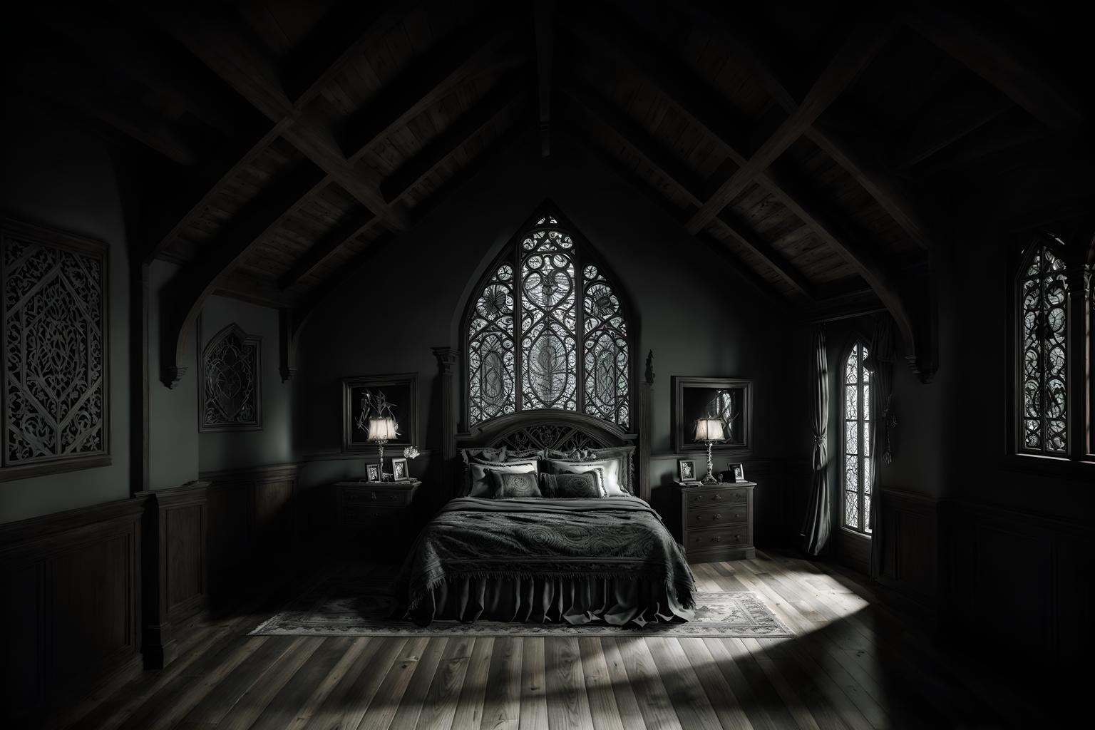 gothic-style (attic interior) . . cinematic photo, highly detailed, cinematic lighting, ultra-detailed, ultrarealistic, photorealism, 8k. gothic interior design style. masterpiece, cinematic light, ultrarealistic+, photorealistic+, 8k, raw photo, realistic, sharp focus on eyes, (symmetrical eyes), (intact eyes), hyperrealistic, highest quality, best quality, , highly detailed, masterpiece, best quality, extremely detailed 8k wallpaper, masterpiece, best quality, ultra-detailed, best shadow, detailed background, detailed face, detailed eyes, high contrast, best illumination, detailed face, dulux, caustic, dynamic angle, detailed glow. dramatic lighting. highly detailed, insanely detailed hair, symmetrical, intricate details, professionally retouched, 8k high definition. strong bokeh. award winning photo.