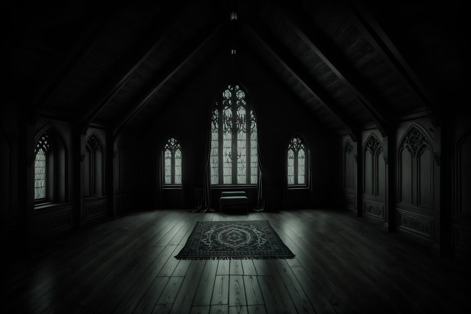 gothic-style (attic interior) . . cinematic photo, highly detailed, cinematic lighting, ultra-detailed, ultrarealistic, photorealism, 8k. gothic interior design style. masterpiece, cinematic light, ultrarealistic+, photorealistic+, 8k, raw photo, realistic, sharp focus on eyes, (symmetrical eyes), (intact eyes), hyperrealistic, highest quality, best quality, , highly detailed, masterpiece, best quality, extremely detailed 8k wallpaper, masterpiece, best quality, ultra-detailed, best shadow, detailed background, detailed face, detailed eyes, high contrast, best illumination, detailed face, dulux, caustic, dynamic angle, detailed glow. dramatic lighting. highly detailed, insanely detailed hair, symmetrical, intricate details, professionally retouched, 8k high definition. strong bokeh. award winning photo.