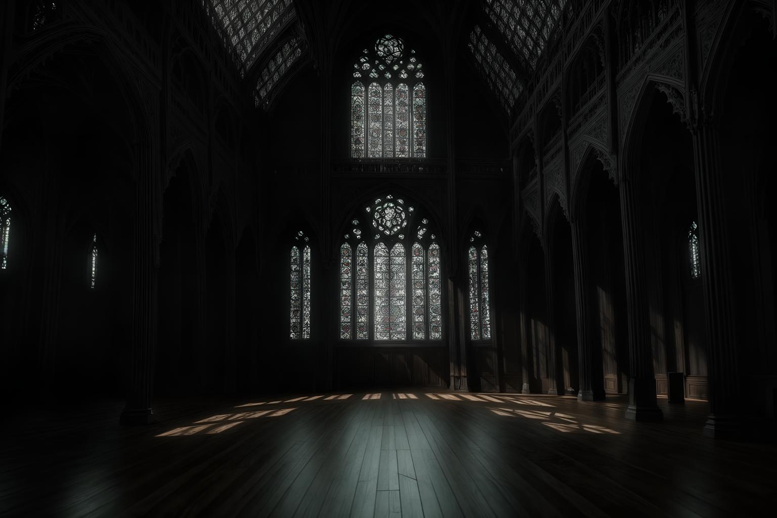gothic-style (exhibition space interior) . . cinematic photo, highly detailed, cinematic lighting, ultra-detailed, ultrarealistic, photorealism, 8k. gothic interior design style. masterpiece, cinematic light, ultrarealistic+, photorealistic+, 8k, raw photo, realistic, sharp focus on eyes, (symmetrical eyes), (intact eyes), hyperrealistic, highest quality, best quality, , highly detailed, masterpiece, best quality, extremely detailed 8k wallpaper, masterpiece, best quality, ultra-detailed, best shadow, detailed background, detailed face, detailed eyes, high contrast, best illumination, detailed face, dulux, caustic, dynamic angle, detailed glow. dramatic lighting. highly detailed, insanely detailed hair, symmetrical, intricate details, professionally retouched, 8k high definition. strong bokeh. award winning photo.