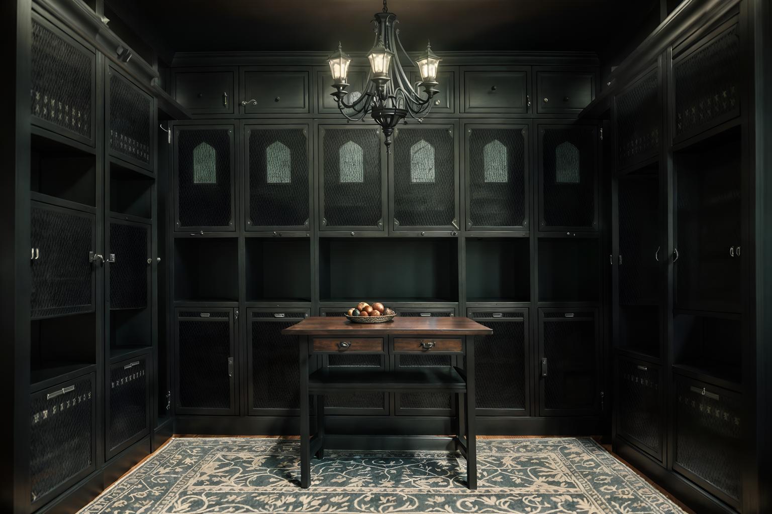 gothic-style (drop zone interior) with lockers and storage drawers and a bench and high up storage and storage baskets and cubbies and shelves for shoes and cabinets. . . cinematic photo, highly detailed, cinematic lighting, ultra-detailed, ultrarealistic, photorealism, 8k. gothic interior design style. masterpiece, cinematic light, ultrarealistic+, photorealistic+, 8k, raw photo, realistic, sharp focus on eyes, (symmetrical eyes), (intact eyes), hyperrealistic, highest quality, best quality, , highly detailed, masterpiece, best quality, extremely detailed 8k wallpaper, masterpiece, best quality, ultra-detailed, best shadow, detailed background, detailed face, detailed eyes, high contrast, best illumination, detailed face, dulux, caustic, dynamic angle, detailed glow. dramatic lighting. highly detailed, insanely detailed hair, symmetrical, intricate details, professionally retouched, 8k high definition. strong bokeh. award winning photo.