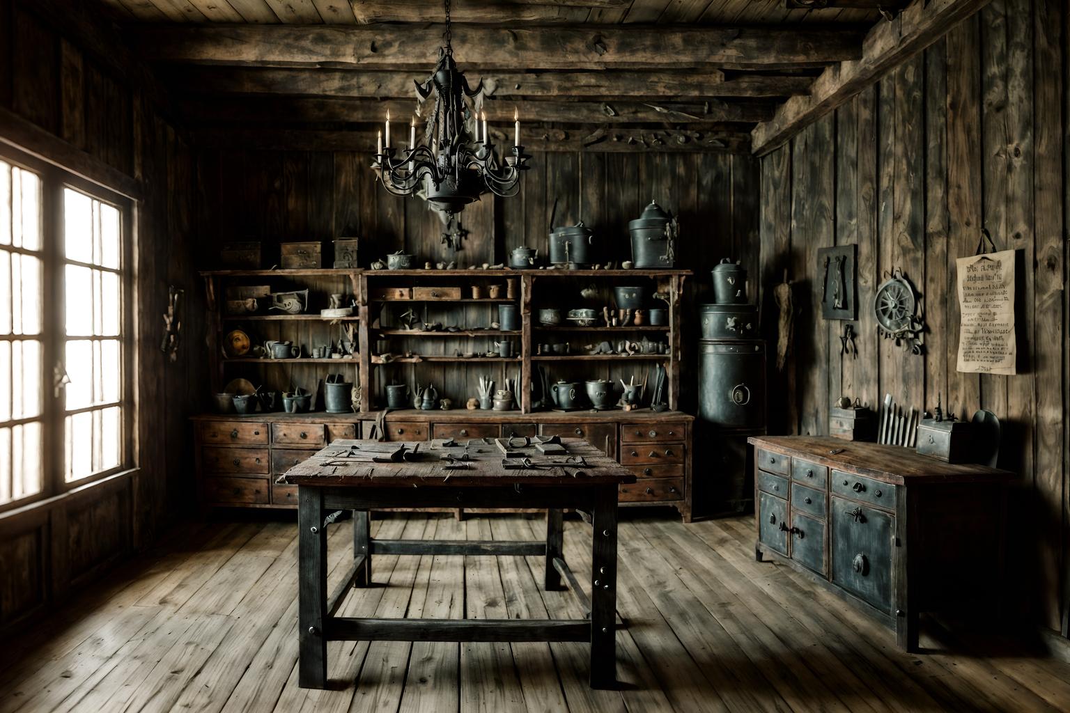 gothic-style (workshop interior) with wooden workbench and tool wall and messy and wooden workbench. . . cinematic photo, highly detailed, cinematic lighting, ultra-detailed, ultrarealistic, photorealism, 8k. gothic interior design style. masterpiece, cinematic light, ultrarealistic+, photorealistic+, 8k, raw photo, realistic, sharp focus on eyes, (symmetrical eyes), (intact eyes), hyperrealistic, highest quality, best quality, , highly detailed, masterpiece, best quality, extremely detailed 8k wallpaper, masterpiece, best quality, ultra-detailed, best shadow, detailed background, detailed face, detailed eyes, high contrast, best illumination, detailed face, dulux, caustic, dynamic angle, detailed glow. dramatic lighting. highly detailed, insanely detailed hair, symmetrical, intricate details, professionally retouched, 8k high definition. strong bokeh. award winning photo.