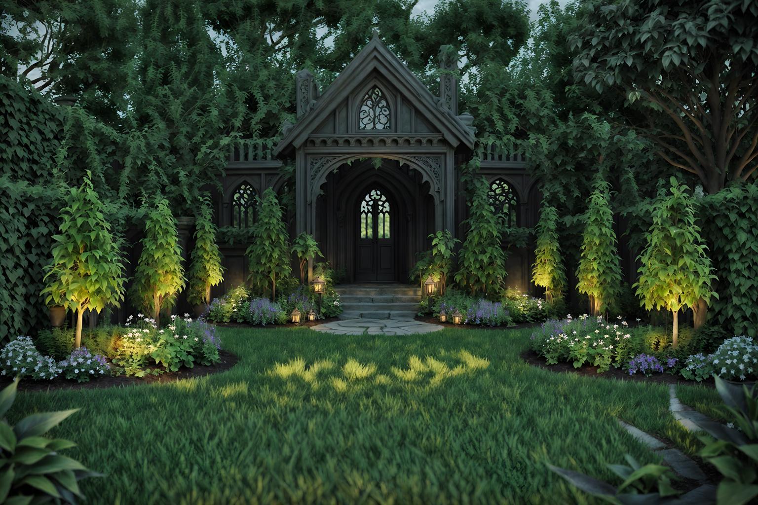 gothic-style designed (outdoor garden ) with garden plants and garden tree and grass and garden plants. . . cinematic photo, highly detailed, cinematic lighting, ultra-detailed, ultrarealistic, photorealism, 8k. gothic design style. masterpiece, cinematic light, ultrarealistic+, photorealistic+, 8k, raw photo, realistic, sharp focus on eyes, (symmetrical eyes), (intact eyes), hyperrealistic, highest quality, best quality, , highly detailed, masterpiece, best quality, extremely detailed 8k wallpaper, masterpiece, best quality, ultra-detailed, best shadow, detailed background, detailed face, detailed eyes, high contrast, best illumination, detailed face, dulux, caustic, dynamic angle, detailed glow. dramatic lighting. highly detailed, insanely detailed hair, symmetrical, intricate details, professionally retouched, 8k high definition. strong bokeh. award winning photo.