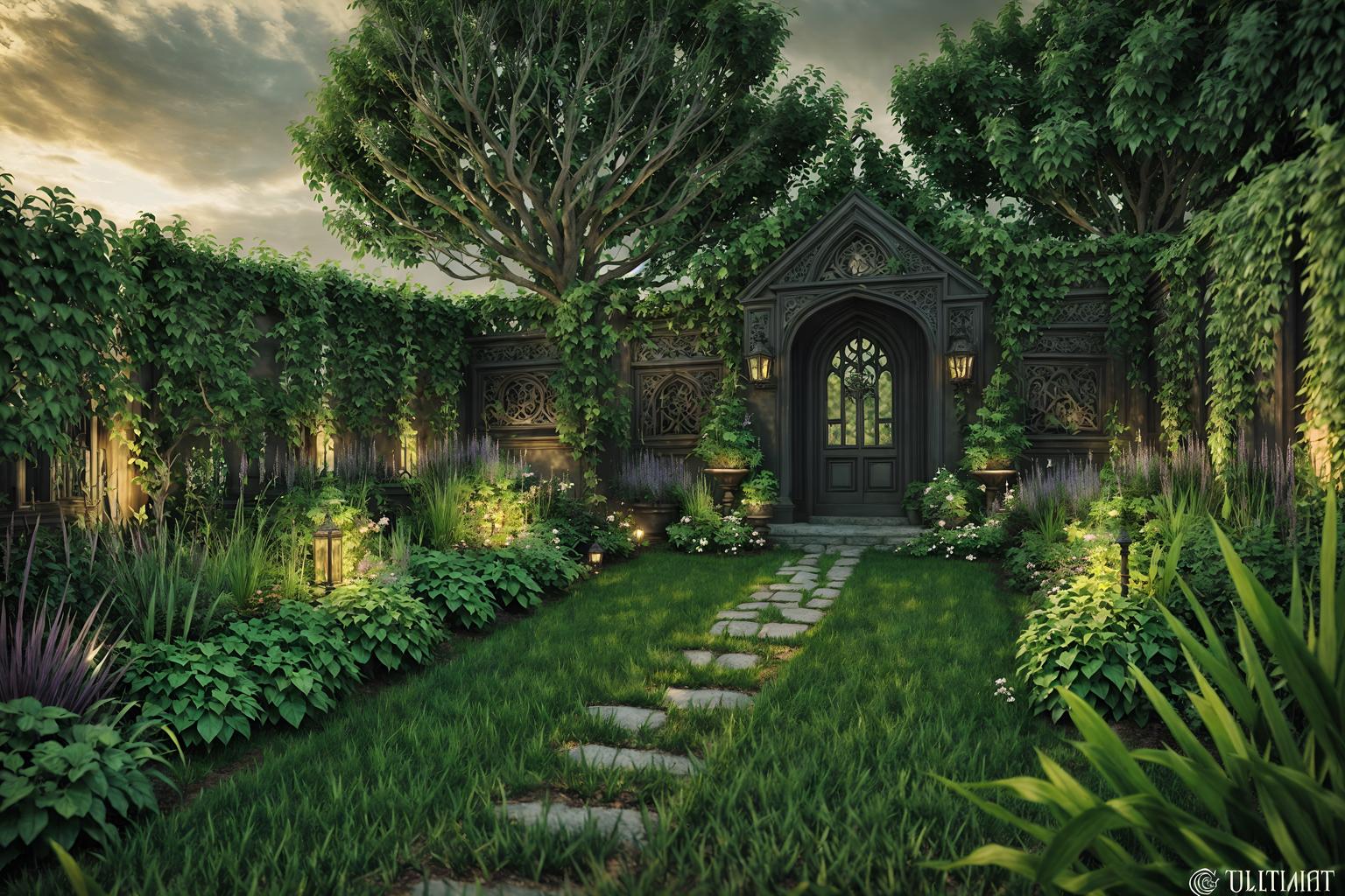 gothic-style designed (outdoor garden ) with garden plants and garden tree and grass and garden plants. . . cinematic photo, highly detailed, cinematic lighting, ultra-detailed, ultrarealistic, photorealism, 8k. gothic design style. masterpiece, cinematic light, ultrarealistic+, photorealistic+, 8k, raw photo, realistic, sharp focus on eyes, (symmetrical eyes), (intact eyes), hyperrealistic, highest quality, best quality, , highly detailed, masterpiece, best quality, extremely detailed 8k wallpaper, masterpiece, best quality, ultra-detailed, best shadow, detailed background, detailed face, detailed eyes, high contrast, best illumination, detailed face, dulux, caustic, dynamic angle, detailed glow. dramatic lighting. highly detailed, insanely detailed hair, symmetrical, intricate details, professionally retouched, 8k high definition. strong bokeh. award winning photo.