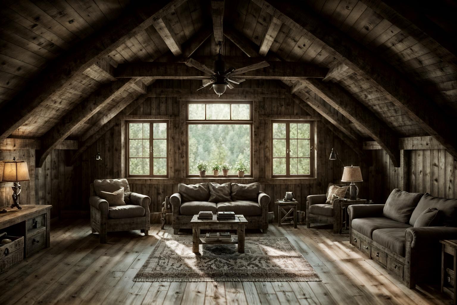 rustic-style (attic interior) . with . . cinematic photo, highly detailed, cinematic lighting, ultra-detailed, ultrarealistic, photorealism, 8k. rustic interior design style. masterpiece, cinematic light, ultrarealistic+, photorealistic+, 8k, raw photo, realistic, sharp focus on eyes, (symmetrical eyes), (intact eyes), hyperrealistic, highest quality, best quality, , highly detailed, masterpiece, best quality, extremely detailed 8k wallpaper, masterpiece, best quality, ultra-detailed, best shadow, detailed background, detailed face, detailed eyes, high contrast, best illumination, detailed face, dulux, caustic, dynamic angle, detailed glow. dramatic lighting. highly detailed, insanely detailed hair, symmetrical, intricate details, professionally retouched, 8k high definition. strong bokeh. award winning photo.