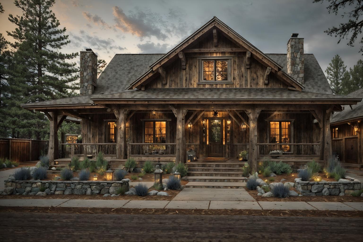 rustic-style exterior designed (house exterior exterior) . with . . cinematic photo, highly detailed, cinematic lighting, ultra-detailed, ultrarealistic, photorealism, 8k. rustic exterior design style. masterpiece, cinematic light, ultrarealistic+, photorealistic+, 8k, raw photo, realistic, sharp focus on eyes, (symmetrical eyes), (intact eyes), hyperrealistic, highest quality, best quality, , highly detailed, masterpiece, best quality, extremely detailed 8k wallpaper, masterpiece, best quality, ultra-detailed, best shadow, detailed background, detailed face, detailed eyes, high contrast, best illumination, detailed face, dulux, caustic, dynamic angle, detailed glow. dramatic lighting. highly detailed, insanely detailed hair, symmetrical, intricate details, professionally retouched, 8k high definition. strong bokeh. award winning photo.