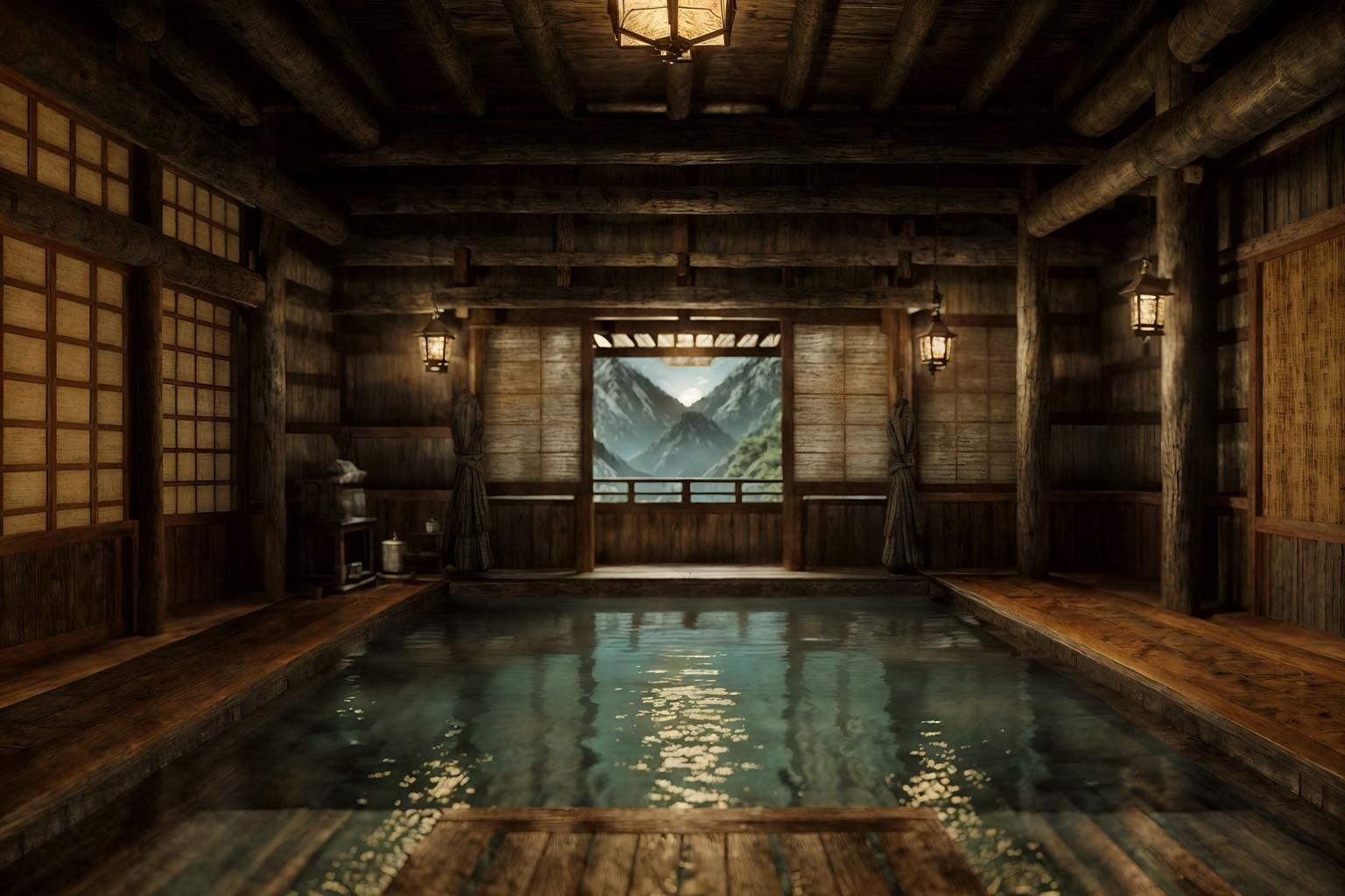 rustic-style (onsen interior) . with . . cinematic photo, highly detailed, cinematic lighting, ultra-detailed, ultrarealistic, photorealism, 8k. rustic interior design style. masterpiece, cinematic light, ultrarealistic+, photorealistic+, 8k, raw photo, realistic, sharp focus on eyes, (symmetrical eyes), (intact eyes), hyperrealistic, highest quality, best quality, , highly detailed, masterpiece, best quality, extremely detailed 8k wallpaper, masterpiece, best quality, ultra-detailed, best shadow, detailed background, detailed face, detailed eyes, high contrast, best illumination, detailed face, dulux, caustic, dynamic angle, detailed glow. dramatic lighting. highly detailed, insanely detailed hair, symmetrical, intricate details, professionally retouched, 8k high definition. strong bokeh. award winning photo.