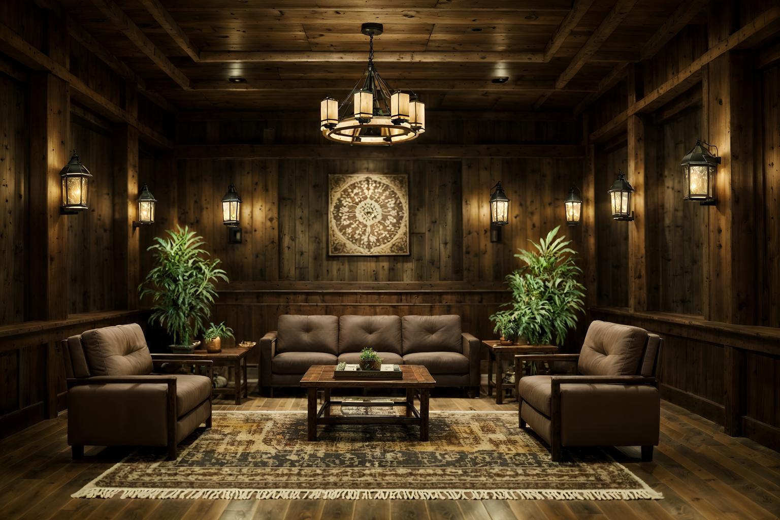 rustic-style (hotel lobby interior) with coffee tables and sofas and check in desk and rug and hanging lamps and lounge chairs and plant and furniture. . with . . cinematic photo, highly detailed, cinematic lighting, ultra-detailed, ultrarealistic, photorealism, 8k. rustic interior design style. masterpiece, cinematic light, ultrarealistic+, photorealistic+, 8k, raw photo, realistic, sharp focus on eyes, (symmetrical eyes), (intact eyes), hyperrealistic, highest quality, best quality, , highly detailed, masterpiece, best quality, extremely detailed 8k wallpaper, masterpiece, best quality, ultra-detailed, best shadow, detailed background, detailed face, detailed eyes, high contrast, best illumination, detailed face, dulux, caustic, dynamic angle, detailed glow. dramatic lighting. highly detailed, insanely detailed hair, symmetrical, intricate details, professionally retouched, 8k high definition. strong bokeh. award winning photo.