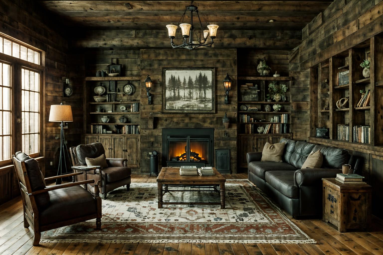 rustic-style (living room interior) with sofa and furniture and rug and bookshelves and coffee tables and televisions and chairs and electric lamps. . with . . cinematic photo, highly detailed, cinematic lighting, ultra-detailed, ultrarealistic, photorealism, 8k. rustic interior design style. masterpiece, cinematic light, ultrarealistic+, photorealistic+, 8k, raw photo, realistic, sharp focus on eyes, (symmetrical eyes), (intact eyes), hyperrealistic, highest quality, best quality, , highly detailed, masterpiece, best quality, extremely detailed 8k wallpaper, masterpiece, best quality, ultra-detailed, best shadow, detailed background, detailed face, detailed eyes, high contrast, best illumination, detailed face, dulux, caustic, dynamic angle, detailed glow. dramatic lighting. highly detailed, insanely detailed hair, symmetrical, intricate details, professionally retouched, 8k high definition. strong bokeh. award winning photo.