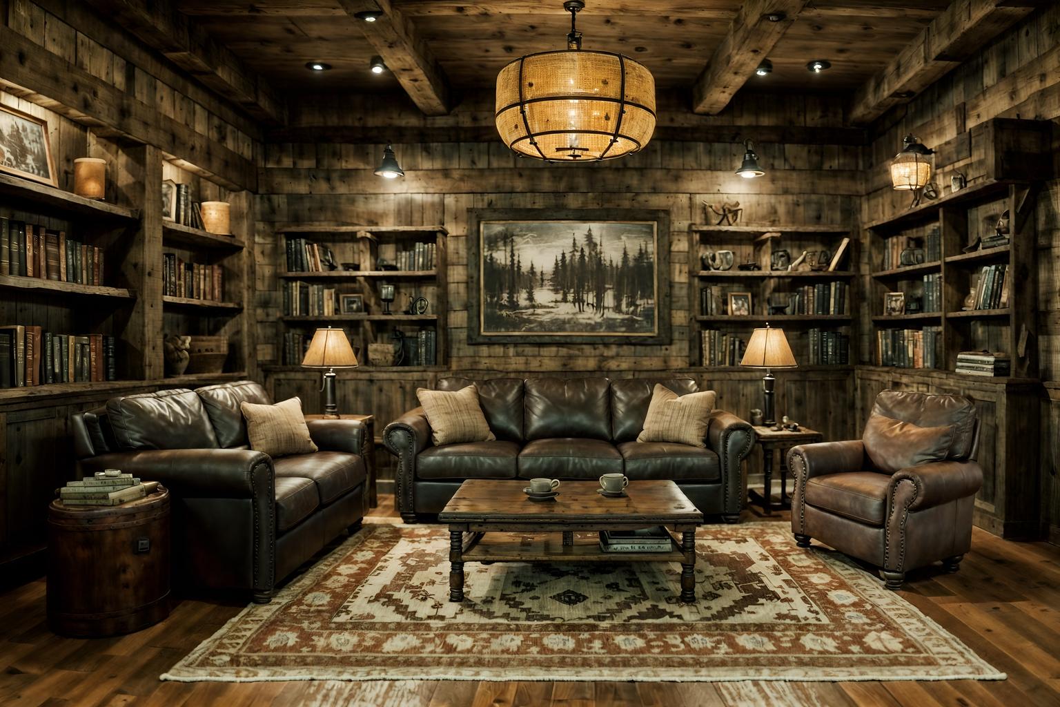 rustic-style (living room interior) with sofa and furniture and rug and bookshelves and coffee tables and televisions and chairs and electric lamps. . with . . cinematic photo, highly detailed, cinematic lighting, ultra-detailed, ultrarealistic, photorealism, 8k. rustic interior design style. masterpiece, cinematic light, ultrarealistic+, photorealistic+, 8k, raw photo, realistic, sharp focus on eyes, (symmetrical eyes), (intact eyes), hyperrealistic, highest quality, best quality, , highly detailed, masterpiece, best quality, extremely detailed 8k wallpaper, masterpiece, best quality, ultra-detailed, best shadow, detailed background, detailed face, detailed eyes, high contrast, best illumination, detailed face, dulux, caustic, dynamic angle, detailed glow. dramatic lighting. highly detailed, insanely detailed hair, symmetrical, intricate details, professionally retouched, 8k high definition. strong bokeh. award winning photo.