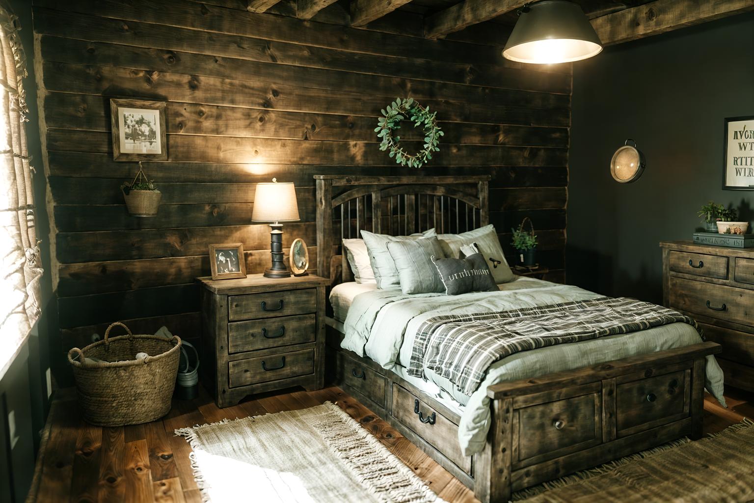 rustic-style (kids room interior) with bedside table or night stand and plant and dresser closet and mirror and night light and kids desk and headboard and storage bench or ottoman. . with . . cinematic photo, highly detailed, cinematic lighting, ultra-detailed, ultrarealistic, photorealism, 8k. rustic interior design style. masterpiece, cinematic light, ultrarealistic+, photorealistic+, 8k, raw photo, realistic, sharp focus on eyes, (symmetrical eyes), (intact eyes), hyperrealistic, highest quality, best quality, , highly detailed, masterpiece, best quality, extremely detailed 8k wallpaper, masterpiece, best quality, ultra-detailed, best shadow, detailed background, detailed face, detailed eyes, high contrast, best illumination, detailed face, dulux, caustic, dynamic angle, detailed glow. dramatic lighting. highly detailed, insanely detailed hair, symmetrical, intricate details, professionally retouched, 8k high definition. strong bokeh. award winning photo.