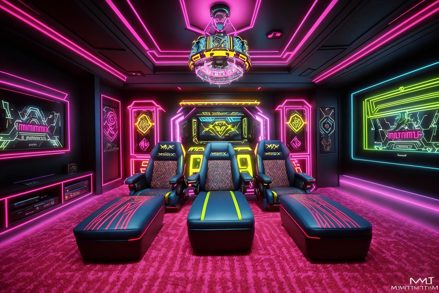 maximalist-style (gaming room interior) . with vibrant and more is more philosophy and bold creativity and bold colors and over-the-top aesthetic and eye-catching and bold design and bold patterns. . cinematic photo, highly detailed, cinematic lighting, ultra-detailed, ultrarealistic, photorealism, 8k. maximalist interior design style. masterpiece, cinematic light, ultrarealistic+, photorealistic+, 8k, raw photo, realistic, sharp focus on eyes, (symmetrical eyes), (intact eyes), hyperrealistic, highest quality, best quality, , highly detailed, masterpiece, best quality, extremely detailed 8k wallpaper, masterpiece, best quality, ultra-detailed, best shadow, detailed background, detailed face, detailed eyes, high contrast, best illumination, detailed face, dulux, caustic, dynamic angle, detailed glow. dramatic lighting. highly detailed, insanely detailed hair, symmetrical, intricate details, professionally retouched, 8k high definition. strong bokeh. award winning photo.