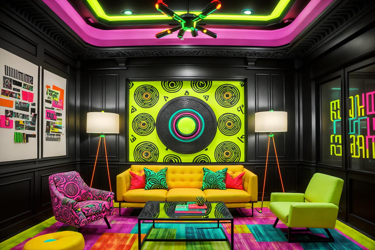 maximalist-style (coworking space interior) with lounge chairs and office desks and office chairs and seating area with sofa and lounge chairs. . with bold design and playful and bold colors and eye-catching and vibrant and bold patterns and over-the-top aesthetic and bold creativity. . cinematic photo, highly detailed, cinematic lighting, ultra-detailed, ultrarealistic, photorealism, 8k. maximalist interior design style. masterpiece, cinematic light, ultrarealistic+, photorealistic+, 8k, raw photo, realistic, sharp focus on eyes, (symmetrical eyes), (intact eyes), hyperrealistic, highest quality, best quality, , highly detailed, masterpiece, best quality, extremely detailed 8k wallpaper, masterpiece, best quality, ultra-detailed, best shadow, detailed background, detailed face, detailed eyes, high contrast, best illumination, detailed face, dulux, caustic, dynamic angle, detailed glow. dramatic lighting. highly detailed, insanely detailed hair, symmetrical, intricate details, professionally retouched, 8k high definition. strong bokeh. award winning photo.