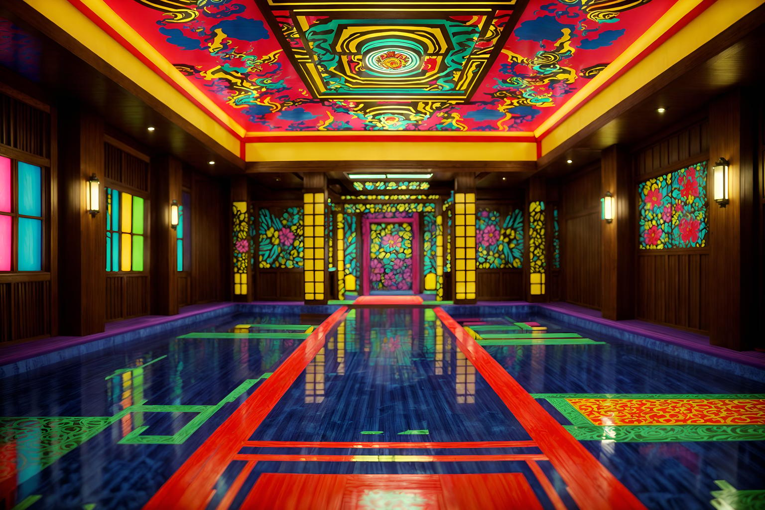 maximalist-style (onsen interior) . with playful and bold colors and vibrant and bold patterns and eye-catching and bold design and bold creativity and more is more philosophy. . cinematic photo, highly detailed, cinematic lighting, ultra-detailed, ultrarealistic, photorealism, 8k. maximalist interior design style. masterpiece, cinematic light, ultrarealistic+, photorealistic+, 8k, raw photo, realistic, sharp focus on eyes, (symmetrical eyes), (intact eyes), hyperrealistic, highest quality, best quality, , highly detailed, masterpiece, best quality, extremely detailed 8k wallpaper, masterpiece, best quality, ultra-detailed, best shadow, detailed background, detailed face, detailed eyes, high contrast, best illumination, detailed face, dulux, caustic, dynamic angle, detailed glow. dramatic lighting. highly detailed, insanely detailed hair, symmetrical, intricate details, professionally retouched, 8k high definition. strong bokeh. award winning photo.