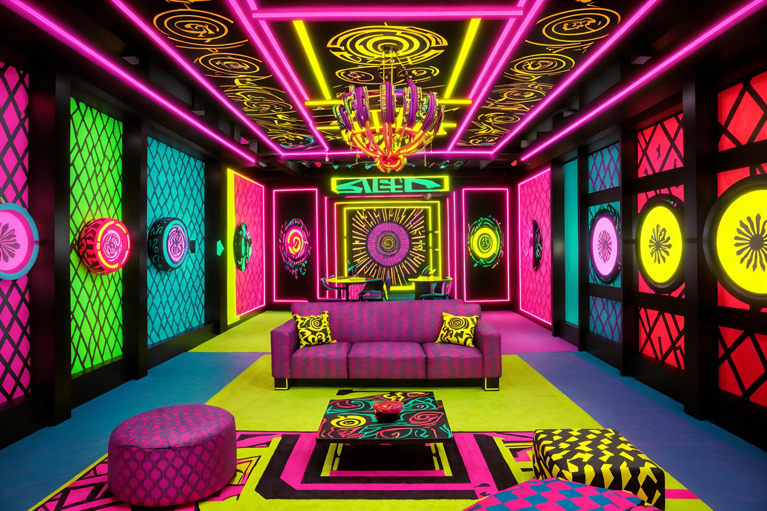 maximalist-style (exhibition space interior) . with bold design and bold colors and over-the-top aesthetic and eye-catching and vibrant and bold patterns and playful and bold creativity. . cinematic photo, highly detailed, cinematic lighting, ultra-detailed, ultrarealistic, photorealism, 8k. maximalist interior design style. masterpiece, cinematic light, ultrarealistic+, photorealistic+, 8k, raw photo, realistic, sharp focus on eyes, (symmetrical eyes), (intact eyes), hyperrealistic, highest quality, best quality, , highly detailed, masterpiece, best quality, extremely detailed 8k wallpaper, masterpiece, best quality, ultra-detailed, best shadow, detailed background, detailed face, detailed eyes, high contrast, best illumination, detailed face, dulux, caustic, dynamic angle, detailed glow. dramatic lighting. highly detailed, insanely detailed hair, symmetrical, intricate details, professionally retouched, 8k high definition. strong bokeh. award winning photo.