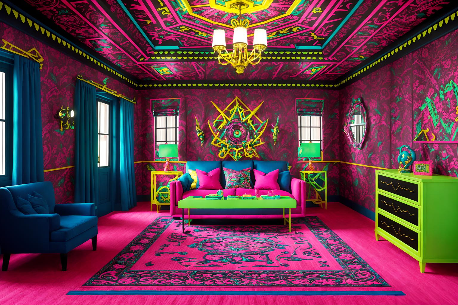 maximalist-style (attic interior) . with playful and over-the-top aesthetic and bold colors and vibrant and more is more philosophy and bold creativity and bold patterns and eye-catching. . cinematic photo, highly detailed, cinematic lighting, ultra-detailed, ultrarealistic, photorealism, 8k. maximalist interior design style. masterpiece, cinematic light, ultrarealistic+, photorealistic+, 8k, raw photo, realistic, sharp focus on eyes, (symmetrical eyes), (intact eyes), hyperrealistic, highest quality, best quality, , highly detailed, masterpiece, best quality, extremely detailed 8k wallpaper, masterpiece, best quality, ultra-detailed, best shadow, detailed background, detailed face, detailed eyes, high contrast, best illumination, detailed face, dulux, caustic, dynamic angle, detailed glow. dramatic lighting. highly detailed, insanely detailed hair, symmetrical, intricate details, professionally retouched, 8k high definition. strong bokeh. award winning photo.