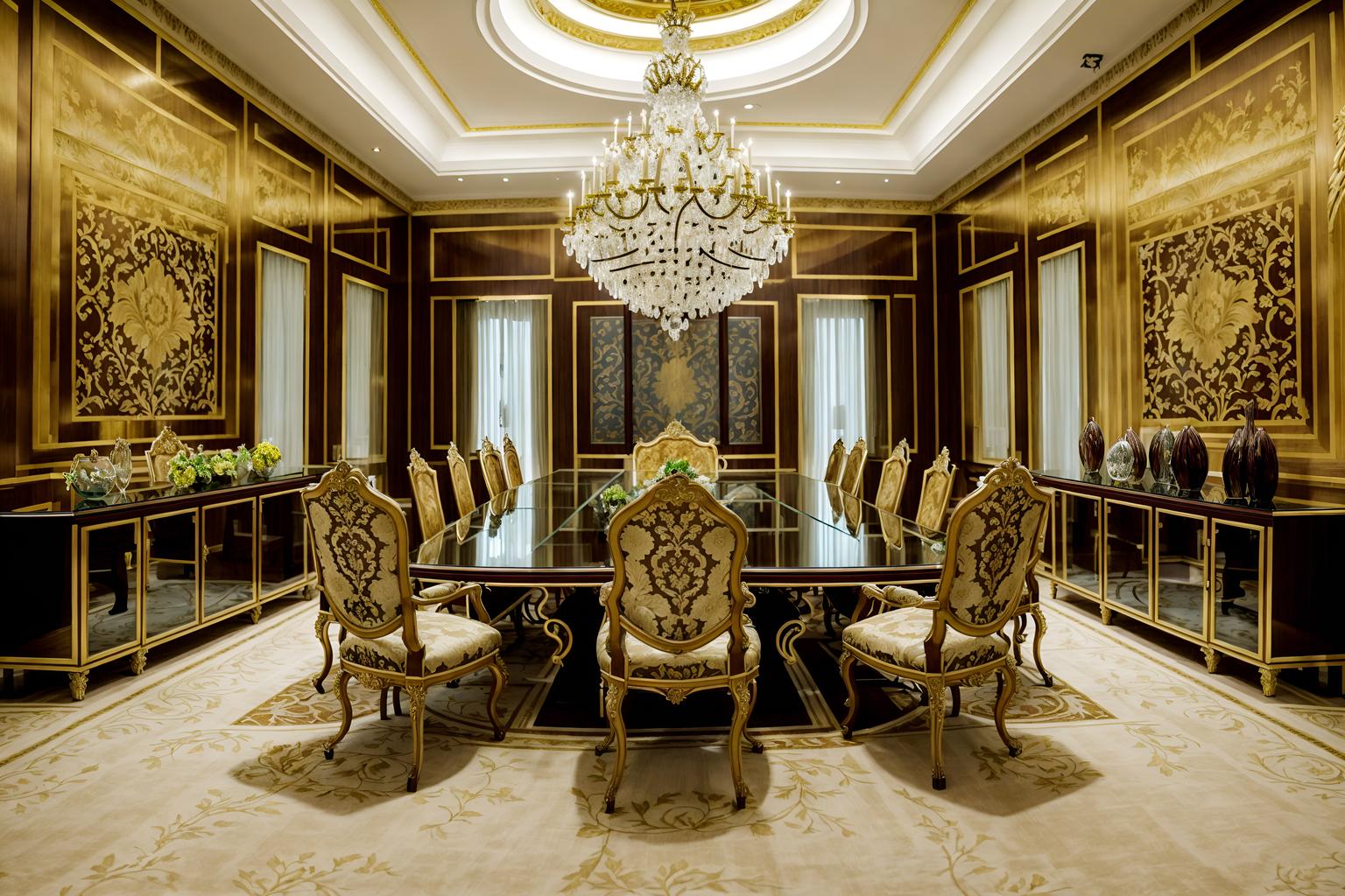 baroque-style (meeting room interior) with glass walls and boardroom table and cabinets and painting or photo on wall and vase and office chairs and plant and glass doors. . with dynamism and sensuous richness and heavy moldings and twisted columns and opulent and colossal furniture and luxurious floral and damask fabrics and crystal and glass accents and emotional exuberance. . cinematic photo, highly detailed, cinematic lighting, ultra-detailed, ultrarealistic, photorealism, 8k. baroque interior design style. masterpiece, cinematic light, ultrarealistic+, photorealistic+, 8k, raw photo, realistic, sharp focus on eyes, (symmetrical eyes), (intact eyes), hyperrealistic, highest quality, best quality, , highly detailed, masterpiece, best quality, extremely detailed 8k wallpaper, masterpiece, best quality, ultra-detailed, best shadow, detailed background, detailed face, detailed eyes, high contrast, best illumination, detailed face, dulux, caustic, dynamic angle, detailed glow. dramatic lighting. highly detailed, insanely detailed hair, symmetrical, intricate details, professionally retouched, 8k high definition. strong bokeh. award winning photo.