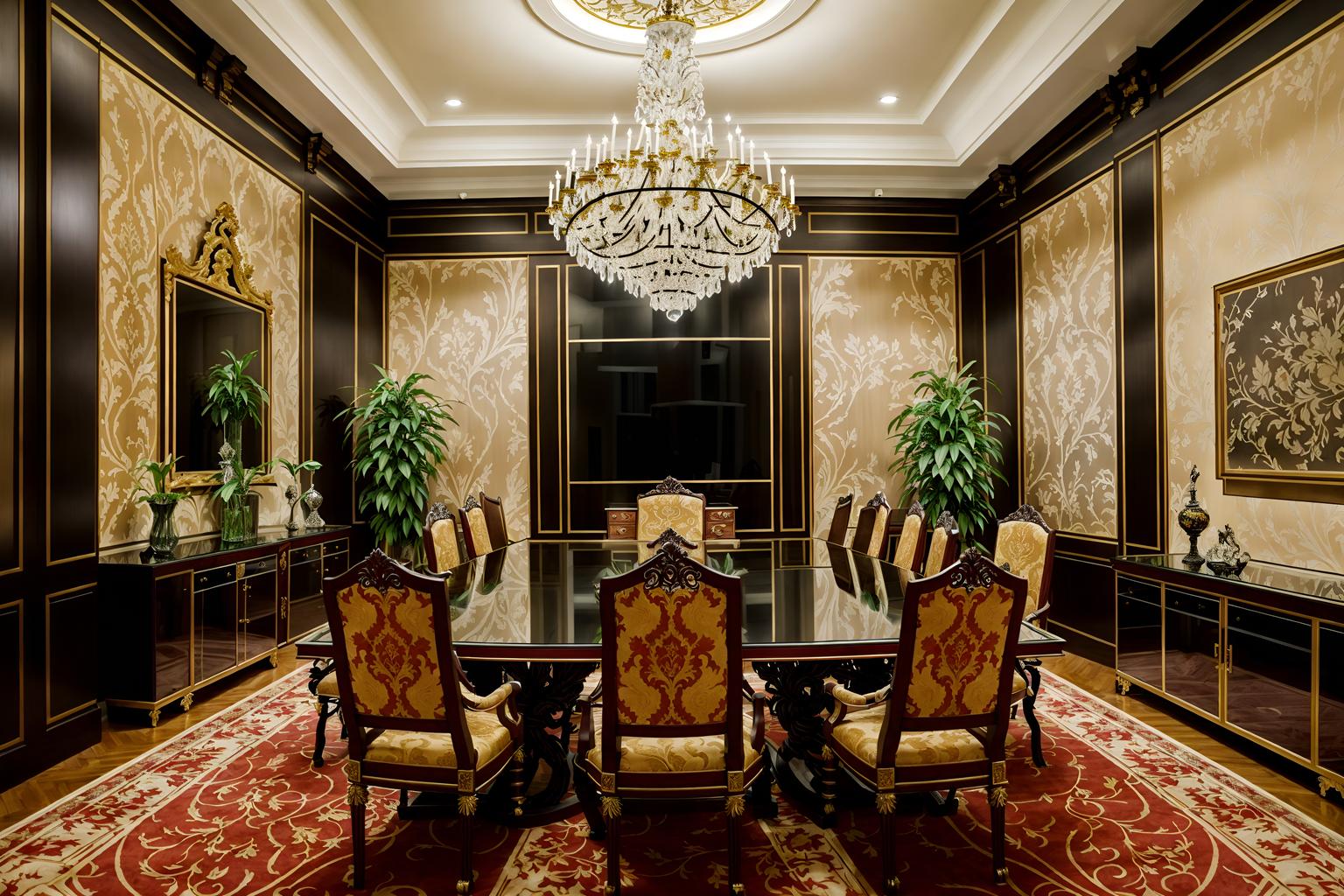 baroque-style (meeting room interior) with glass walls and boardroom table and cabinets and painting or photo on wall and vase and office chairs and plant and glass doors. . with dynamism and sensuous richness and heavy moldings and twisted columns and opulent and colossal furniture and luxurious floral and damask fabrics and crystal and glass accents and emotional exuberance. . cinematic photo, highly detailed, cinematic lighting, ultra-detailed, ultrarealistic, photorealism, 8k. baroque interior design style. masterpiece, cinematic light, ultrarealistic+, photorealistic+, 8k, raw photo, realistic, sharp focus on eyes, (symmetrical eyes), (intact eyes), hyperrealistic, highest quality, best quality, , highly detailed, masterpiece, best quality, extremely detailed 8k wallpaper, masterpiece, best quality, ultra-detailed, best shadow, detailed background, detailed face, detailed eyes, high contrast, best illumination, detailed face, dulux, caustic, dynamic angle, detailed glow. dramatic lighting. highly detailed, insanely detailed hair, symmetrical, intricate details, professionally retouched, 8k high definition. strong bokeh. award winning photo.