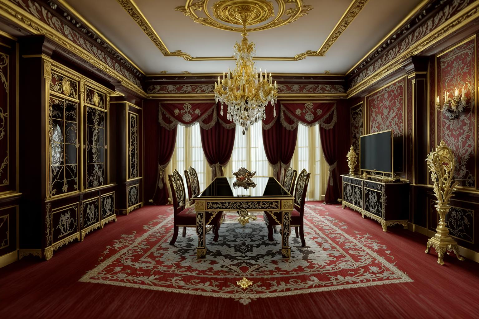 baroque-style (gaming room interior) . with heavy moldings and expensive and plush flooring and crystal and glass accents and movement and intricate carvings and ornaments and elaborate ornamentation and luxurious floral and damask fabrics and dynamism. . cinematic photo, highly detailed, cinematic lighting, ultra-detailed, ultrarealistic, photorealism, 8k. baroque interior design style. masterpiece, cinematic light, ultrarealistic+, photorealistic+, 8k, raw photo, realistic, sharp focus on eyes, (symmetrical eyes), (intact eyes), hyperrealistic, highest quality, best quality, , highly detailed, masterpiece, best quality, extremely detailed 8k wallpaper, masterpiece, best quality, ultra-detailed, best shadow, detailed background, detailed face, detailed eyes, high contrast, best illumination, detailed face, dulux, caustic, dynamic angle, detailed glow. dramatic lighting. highly detailed, insanely detailed hair, symmetrical, intricate details, professionally retouched, 8k high definition. strong bokeh. award winning photo.