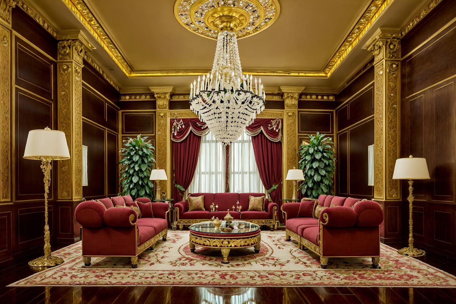 baroque-style (hotel lobby interior) with sofas and check in desk and coffee tables and rug and plant and hanging lamps and furniture and lounge chairs. . with pedestal feet and crystal and glass accents and emotional exuberance and luxurious floral and damask fabrics and grandeur and dynamism and intricate carvings and ornaments and drama. . cinematic photo, highly detailed, cinematic lighting, ultra-detailed, ultrarealistic, photorealism, 8k. baroque interior design style. masterpiece, cinematic light, ultrarealistic+, photorealistic+, 8k, raw photo, realistic, sharp focus on eyes, (symmetrical eyes), (intact eyes), hyperrealistic, highest quality, best quality, , highly detailed, masterpiece, best quality, extremely detailed 8k wallpaper, masterpiece, best quality, ultra-detailed, best shadow, detailed background, detailed face, detailed eyes, high contrast, best illumination, detailed face, dulux, caustic, dynamic angle, detailed glow. dramatic lighting. highly detailed, insanely detailed hair, symmetrical, intricate details, professionally retouched, 8k high definition. strong bokeh. award winning photo.