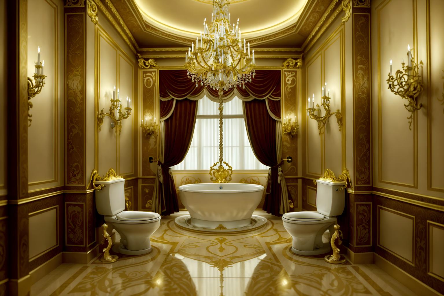 baroque-style (toilet interior) with toilet paper hanger and sink with tap and toilet with toilet seat up and toilet paper hanger. . with opulent and colossal furniture and emotional exuberance and pedestal feet and expensive and plush flooring and grandeur and tension and dynamism and twisted columns. . cinematic photo, highly detailed, cinematic lighting, ultra-detailed, ultrarealistic, photorealism, 8k. baroque interior design style. masterpiece, cinematic light, ultrarealistic+, photorealistic+, 8k, raw photo, realistic, sharp focus on eyes, (symmetrical eyes), (intact eyes), hyperrealistic, highest quality, best quality, , highly detailed, masterpiece, best quality, extremely detailed 8k wallpaper, masterpiece, best quality, ultra-detailed, best shadow, detailed background, detailed face, detailed eyes, high contrast, best illumination, detailed face, dulux, caustic, dynamic angle, detailed glow. dramatic lighting. highly detailed, insanely detailed hair, symmetrical, intricate details, professionally retouched, 8k high definition. strong bokeh. award winning photo.