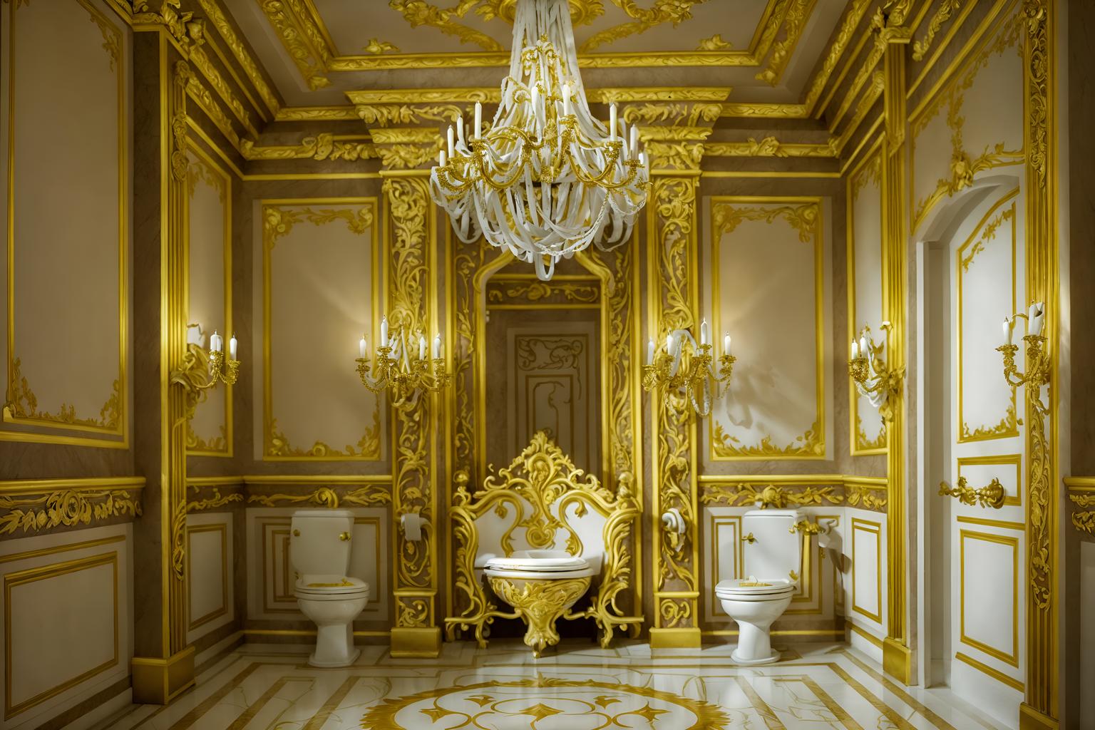 baroque-style (toilet interior) with toilet paper hanger and sink with tap and toilet with toilet seat up and toilet paper hanger. . with opulent and colossal furniture and emotional exuberance and pedestal feet and expensive and plush flooring and grandeur and tension and dynamism and twisted columns. . cinematic photo, highly detailed, cinematic lighting, ultra-detailed, ultrarealistic, photorealism, 8k. baroque interior design style. masterpiece, cinematic light, ultrarealistic+, photorealistic+, 8k, raw photo, realistic, sharp focus on eyes, (symmetrical eyes), (intact eyes), hyperrealistic, highest quality, best quality, , highly detailed, masterpiece, best quality, extremely detailed 8k wallpaper, masterpiece, best quality, ultra-detailed, best shadow, detailed background, detailed face, detailed eyes, high contrast, best illumination, detailed face, dulux, caustic, dynamic angle, detailed glow. dramatic lighting. highly detailed, insanely detailed hair, symmetrical, intricate details, professionally retouched, 8k high definition. strong bokeh. award winning photo.