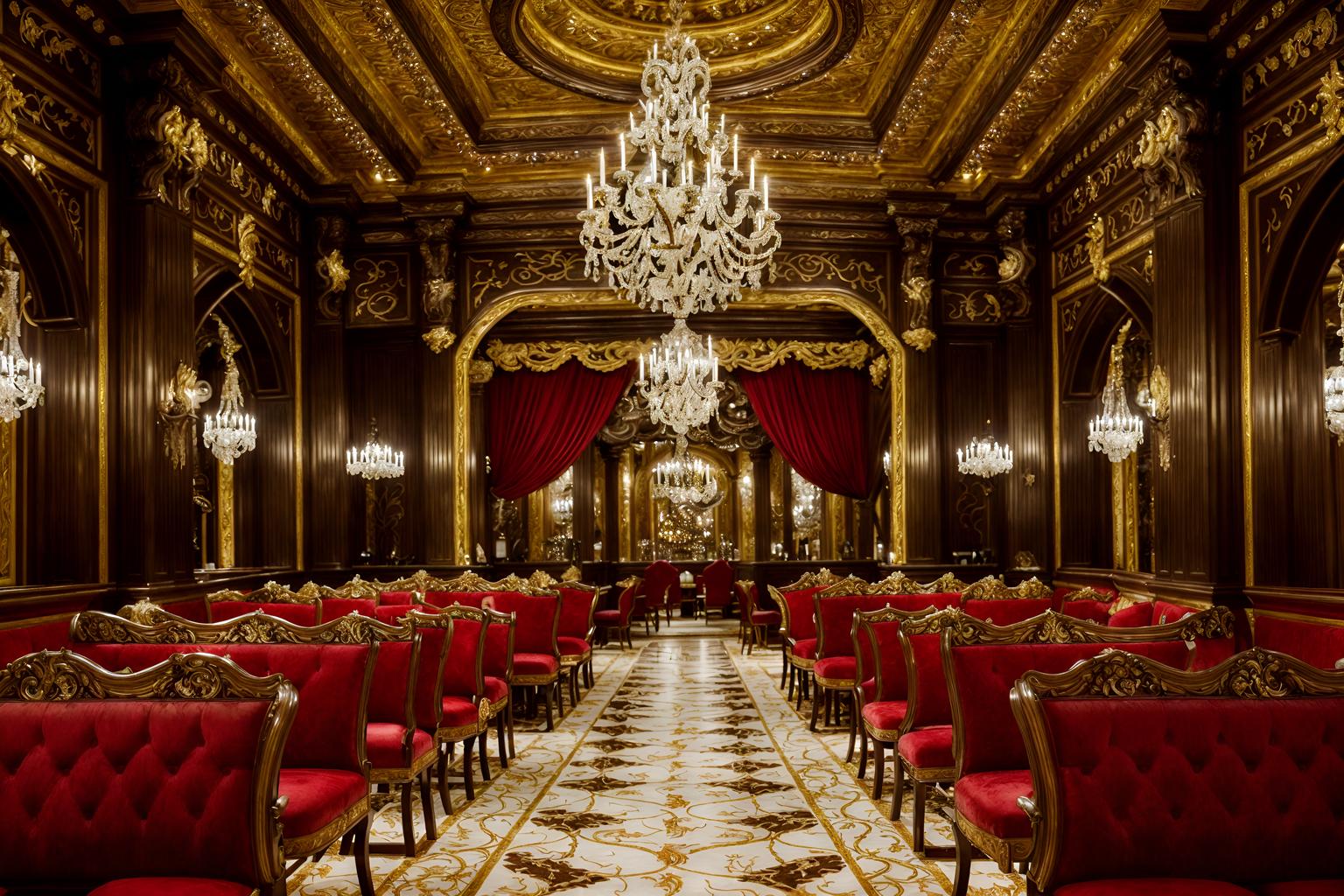 baroque-style (restaurant interior) with restaurant decor and restaurant bar and restaurant chairs and restaurant dining tables and restaurant decor. . with elaborate ornamentation and twisted columns and grandeur and emotional exuberance and crystal and glass accents and expensive and plush flooring and luxurious floral and damask fabrics and intricate carvings and ornaments. . cinematic photo, highly detailed, cinematic lighting, ultra-detailed, ultrarealistic, photorealism, 8k. baroque interior design style. masterpiece, cinematic light, ultrarealistic+, photorealistic+, 8k, raw photo, realistic, sharp focus on eyes, (symmetrical eyes), (intact eyes), hyperrealistic, highest quality, best quality, , highly detailed, masterpiece, best quality, extremely detailed 8k wallpaper, masterpiece, best quality, ultra-detailed, best shadow, detailed background, detailed face, detailed eyes, high contrast, best illumination, detailed face, dulux, caustic, dynamic angle, detailed glow. dramatic lighting. highly detailed, insanely detailed hair, symmetrical, intricate details, professionally retouched, 8k high definition. strong bokeh. award winning photo.