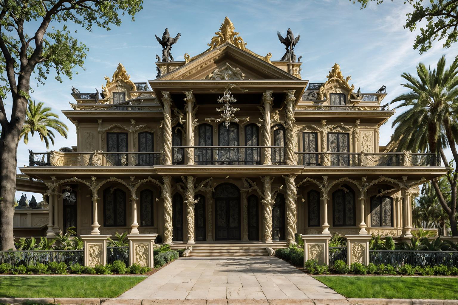 baroque-style exterior designed (house exterior exterior) . with tension and movement and heavy moldings and twisted columns and grandeur and elaborate ornamentation and dynamism and sensuous richness. . cinematic photo, highly detailed, cinematic lighting, ultra-detailed, ultrarealistic, photorealism, 8k. baroque exterior design style. masterpiece, cinematic light, ultrarealistic+, photorealistic+, 8k, raw photo, realistic, sharp focus on eyes, (symmetrical eyes), (intact eyes), hyperrealistic, highest quality, best quality, , highly detailed, masterpiece, best quality, extremely detailed 8k wallpaper, masterpiece, best quality, ultra-detailed, best shadow, detailed background, detailed face, detailed eyes, high contrast, best illumination, detailed face, dulux, caustic, dynamic angle, detailed glow. dramatic lighting. highly detailed, insanely detailed hair, symmetrical, intricate details, professionally retouched, 8k high definition. strong bokeh. award winning photo.