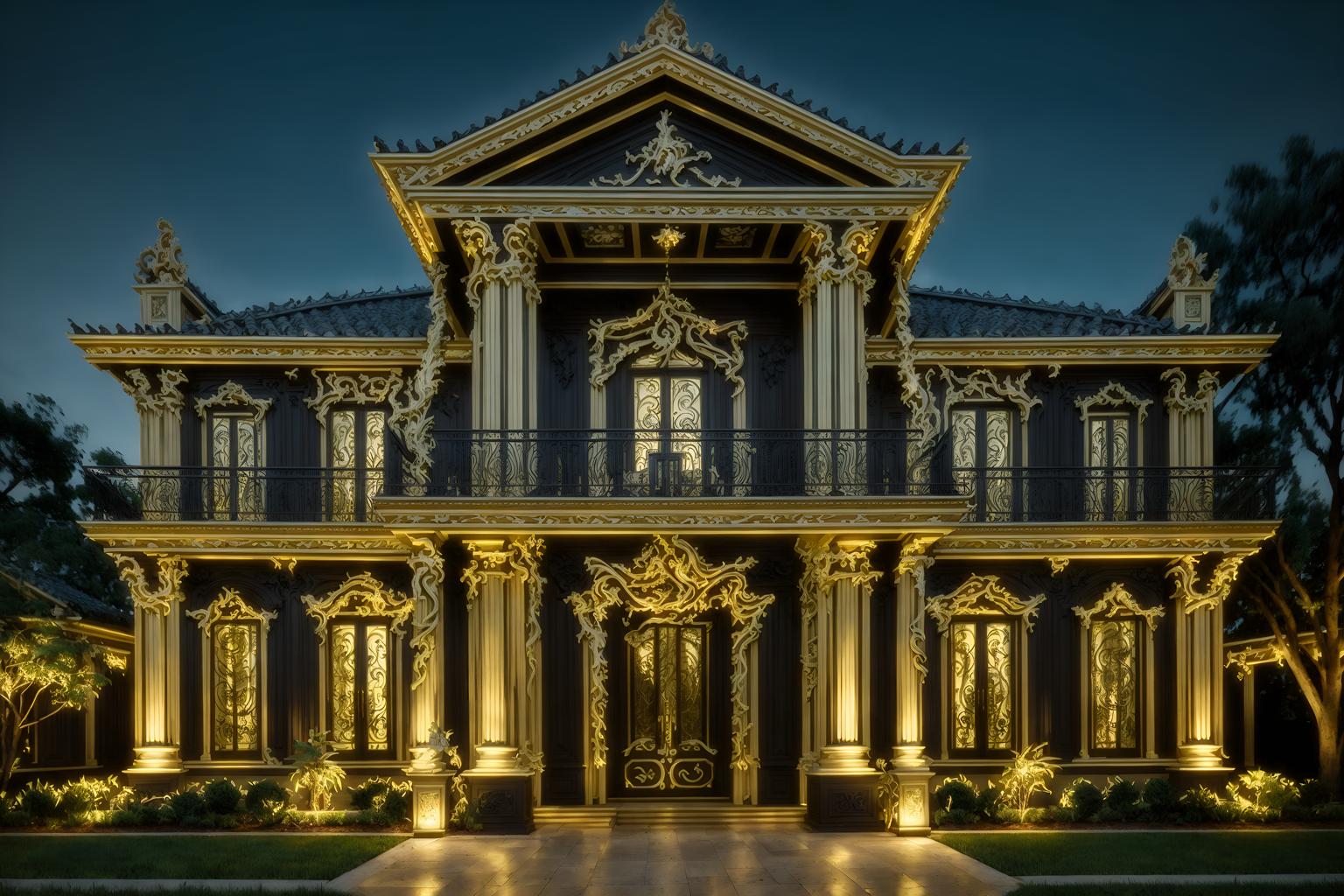 baroque-style exterior designed (house exterior exterior) . with tension and movement and heavy moldings and twisted columns and grandeur and elaborate ornamentation and dynamism and sensuous richness. . cinematic photo, highly detailed, cinematic lighting, ultra-detailed, ultrarealistic, photorealism, 8k. baroque exterior design style. masterpiece, cinematic light, ultrarealistic+, photorealistic+, 8k, raw photo, realistic, sharp focus on eyes, (symmetrical eyes), (intact eyes), hyperrealistic, highest quality, best quality, , highly detailed, masterpiece, best quality, extremely detailed 8k wallpaper, masterpiece, best quality, ultra-detailed, best shadow, detailed background, detailed face, detailed eyes, high contrast, best illumination, detailed face, dulux, caustic, dynamic angle, detailed glow. dramatic lighting. highly detailed, insanely detailed hair, symmetrical, intricate details, professionally retouched, 8k high definition. strong bokeh. award winning photo.