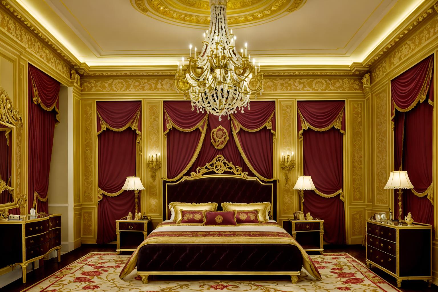 baroque-style (hotel room interior) with night light and hotel bathroom and plant and bedside table or night stand and working desk with desk chair and headboard and mirror and bed. . with grandeur and expensive and plush flooring and luxurious floral and damask fabrics and dynamism and drama and opulent and colossal furniture and emotional exuberance and tension. . cinematic photo, highly detailed, cinematic lighting, ultra-detailed, ultrarealistic, photorealism, 8k. baroque interior design style. masterpiece, cinematic light, ultrarealistic+, photorealistic+, 8k, raw photo, realistic, sharp focus on eyes, (symmetrical eyes), (intact eyes), hyperrealistic, highest quality, best quality, , highly detailed, masterpiece, best quality, extremely detailed 8k wallpaper, masterpiece, best quality, ultra-detailed, best shadow, detailed background, detailed face, detailed eyes, high contrast, best illumination, detailed face, dulux, caustic, dynamic angle, detailed glow. dramatic lighting. highly detailed, insanely detailed hair, symmetrical, intricate details, professionally retouched, 8k high definition. strong bokeh. award winning photo.